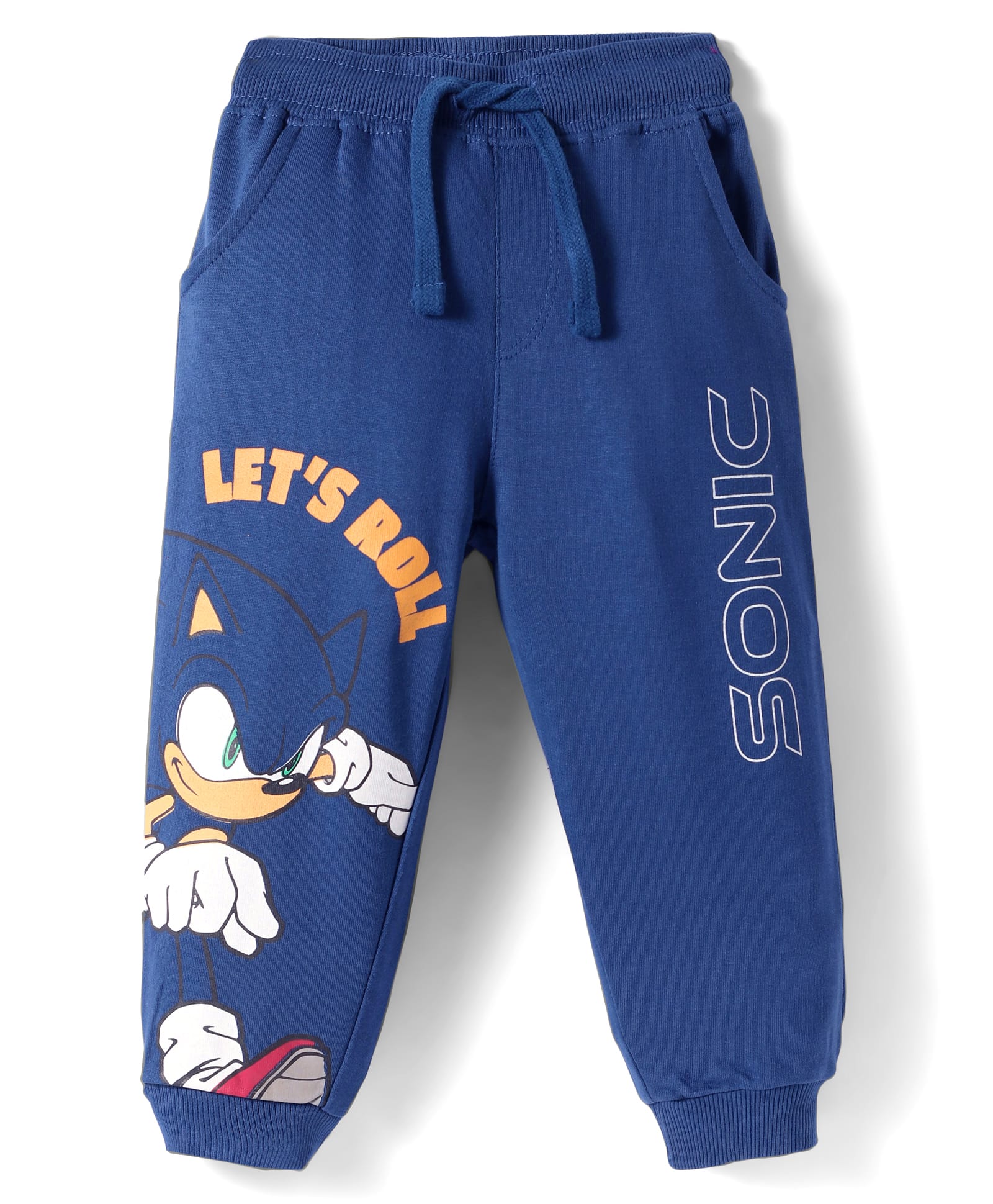 Babyhug Cotton Knit Full Length Lounge Pant with Sonic Print - Navy Blue-picture-16