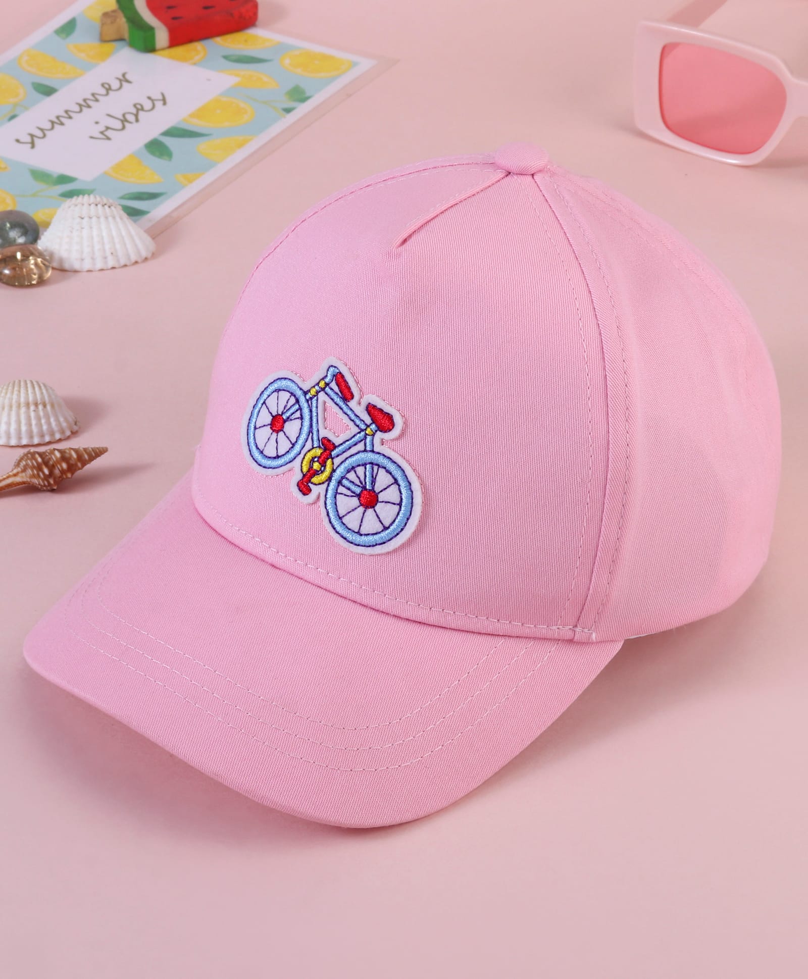 Babyhug Baseball Cap with Cycle Print - Pink-picture-13