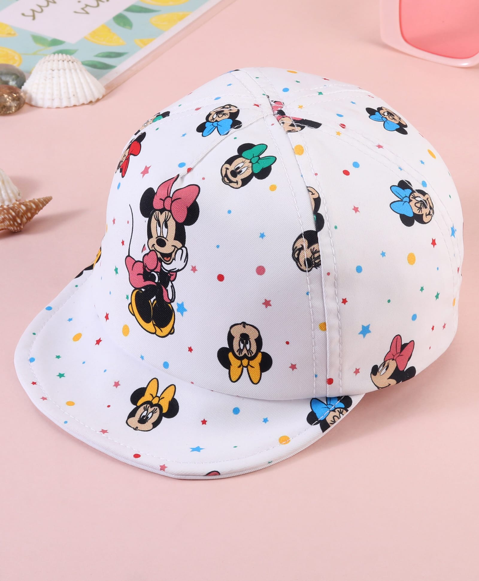Babyhug Baseball Cap with Minnie Mouse - White-picture-20