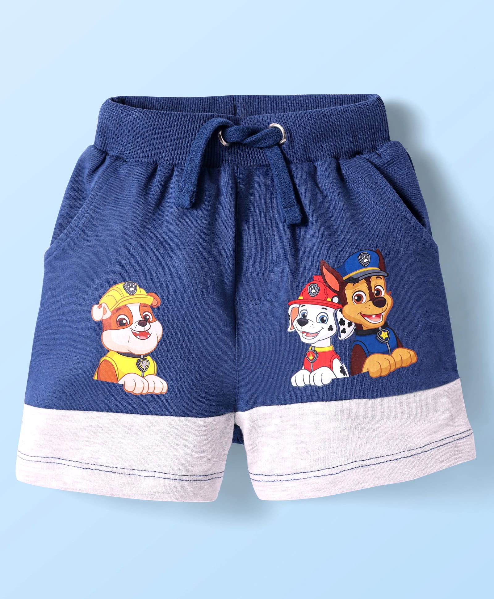 Babyhug Cotton Looper Knit Cut & Sew Shorts with Paw Patrol Print - Navy Blue-picture-17
