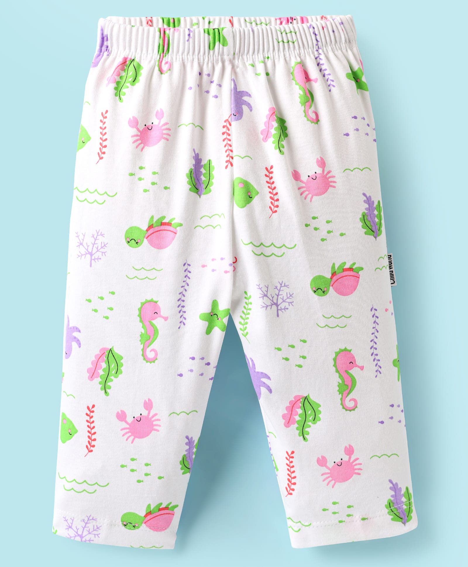 Child World Interlock Knit Full Length Legging With Sea Life Theme - Pink-picture-38