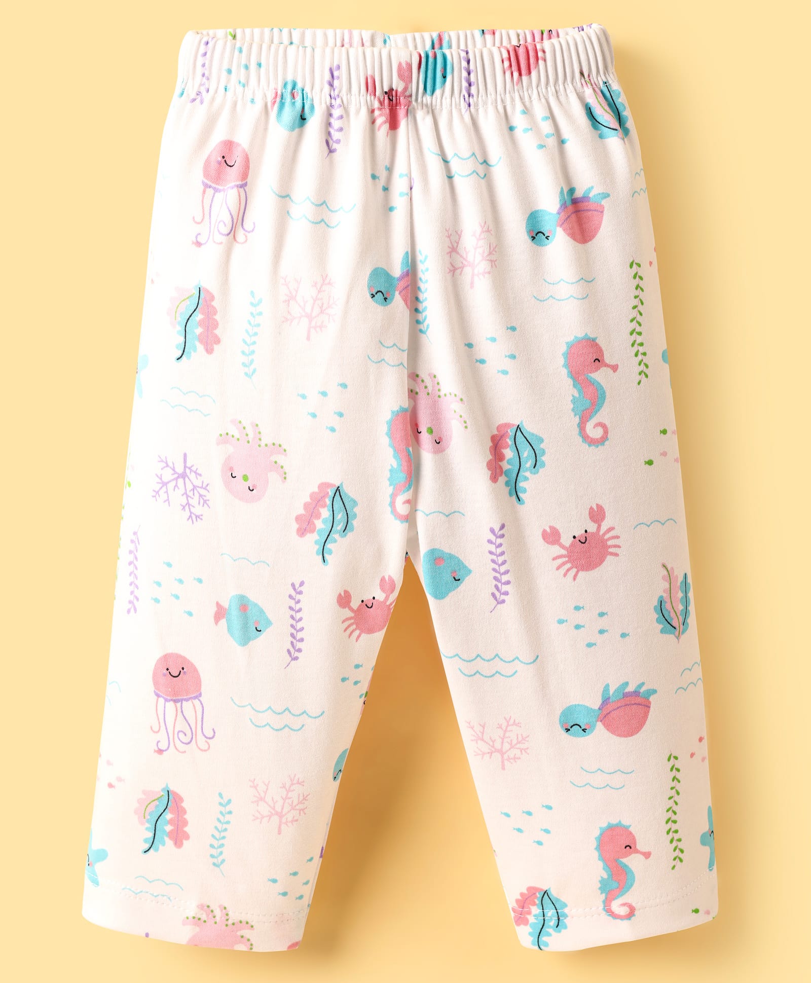 Child World Interlock Knit Full Length Legging With Sea Life Theme - White-picture-36