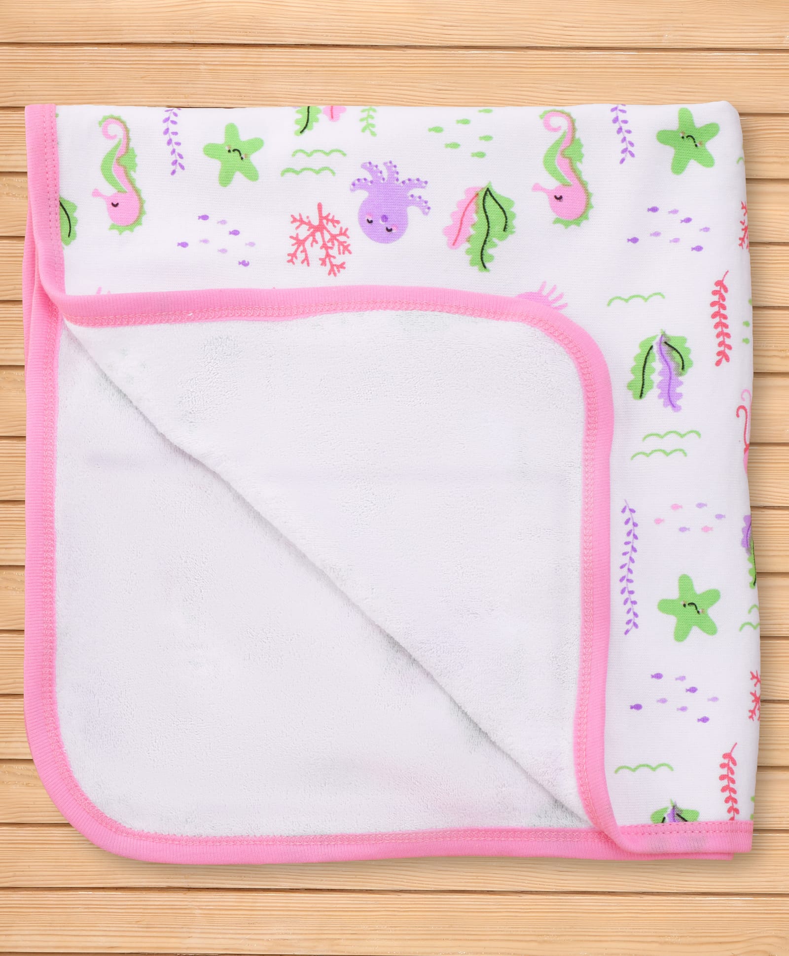Child World Terry Knit Towel with Sea Life Print L 84 x B 57 cm - Pink-picture-24