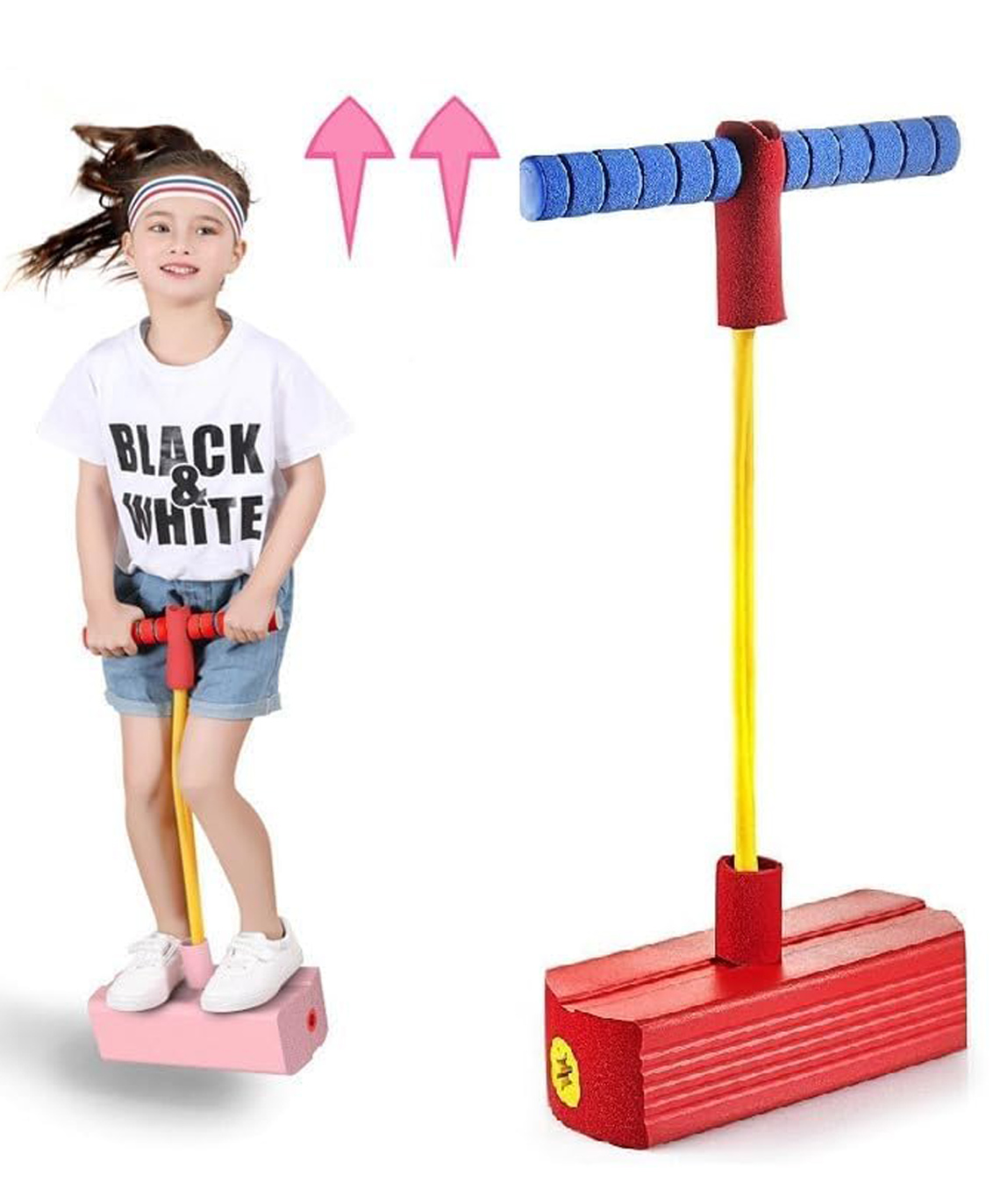 SANISHTH Kids Pogo Jumper Fun and Safe Pogo Stick for Toddlers, Durable Foam Bungee Jumping Stick Makes Squeaky Sounds Improves Balance, Bouncing Toy for Ages 3 and up Holds up to 250lbs - Multicolor-image-39