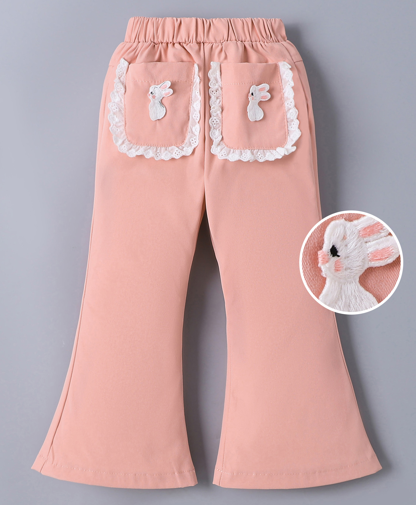 Mark & Mia Full Length Bootcut Trouser With Bunny Patch & Lace Detailing - Pink-picture-14