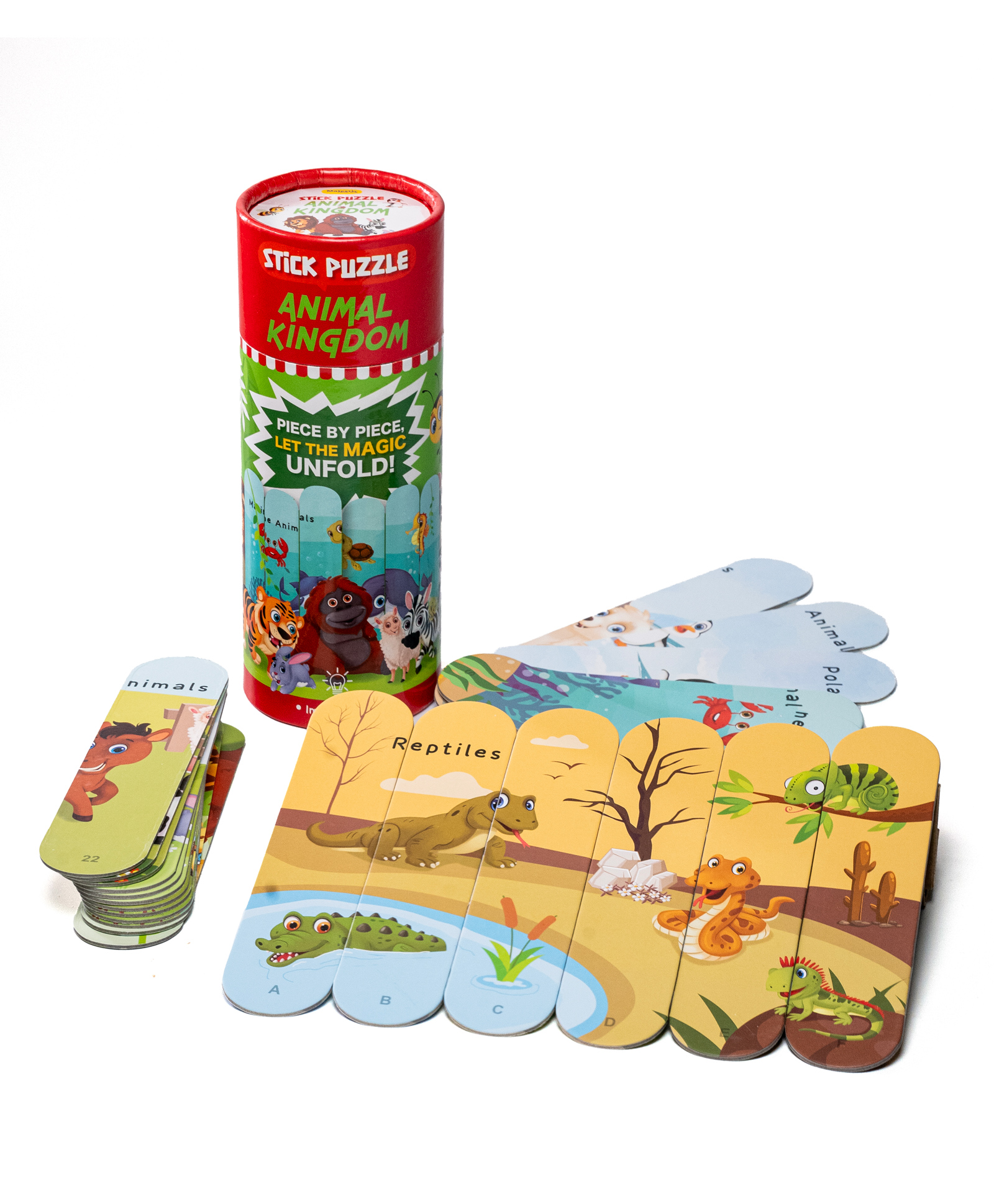 Majestic Book Club Animal Kingdom Stick Puzzle | 24pcs Double-Sided Cardboard Puzzles | 8 Fun Animal-Themed Puzzles for Learning & Play | Develops Focus & Problem-Solving Skills | Ideal for Ages 3+-image-42
