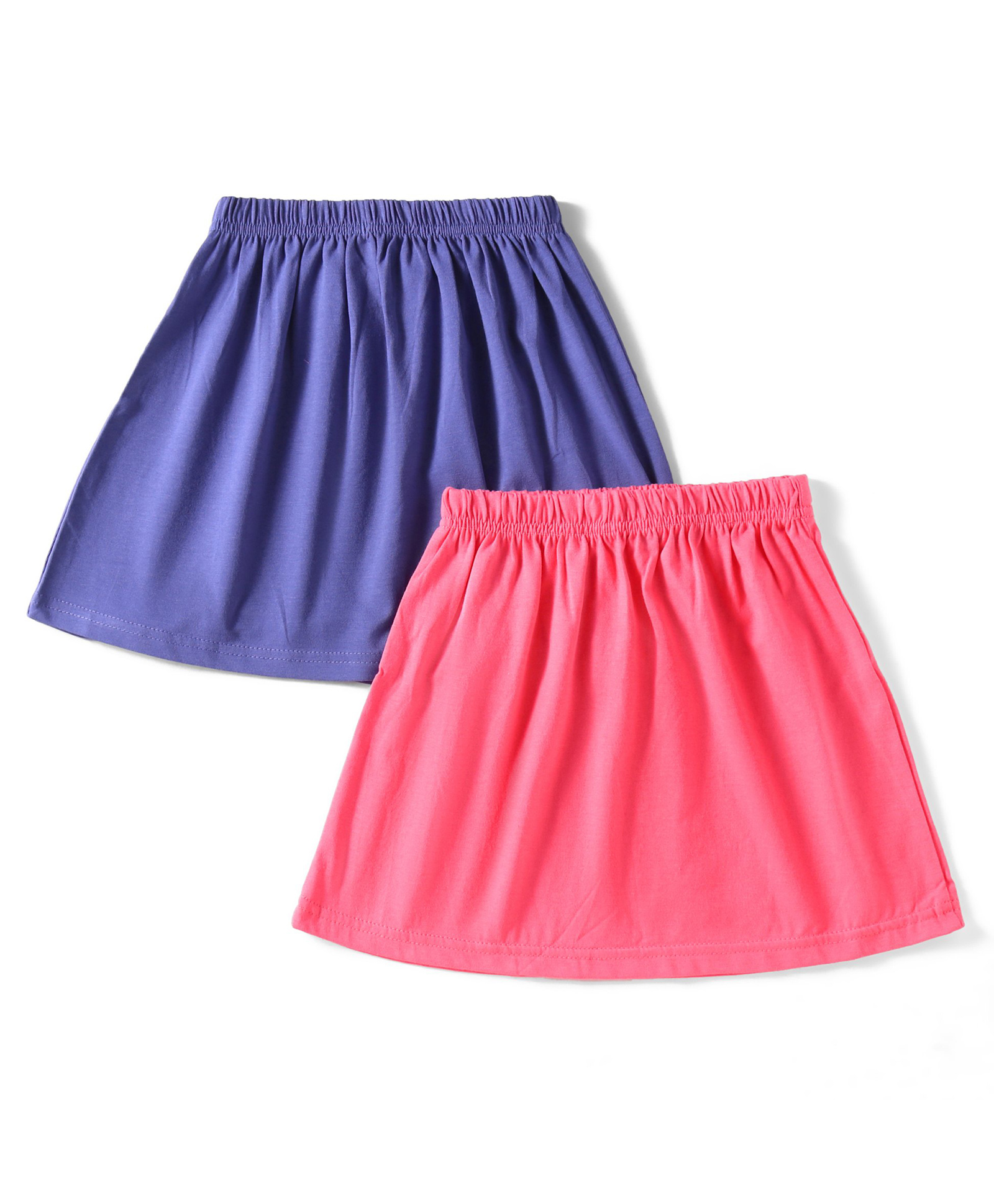 Tiara Cotton Jersey Pack Of 2 Solid Skirts - Blue & Pink-image-48