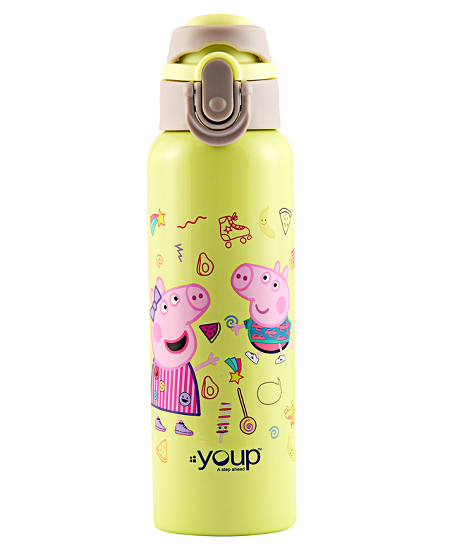 Youp Stainless Steel Green Color Peppa Pig Kids Insulated Double Wall Water Bottle Lyra - 600 ml-picture-20