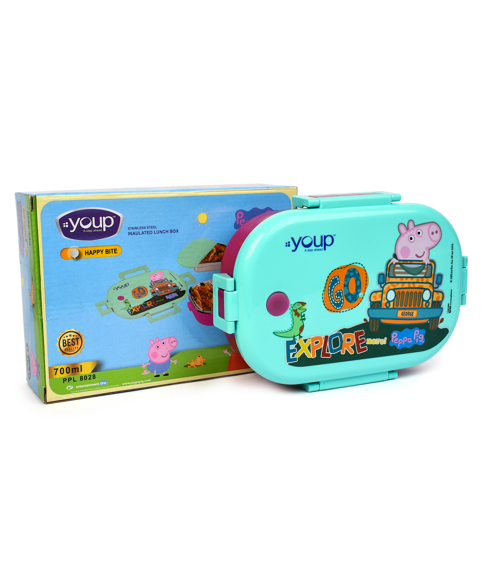Youp Stainless Steel Green Color Peppa Pig Theme Kids Lunch Box Happy Bite 700 ml-picture-31