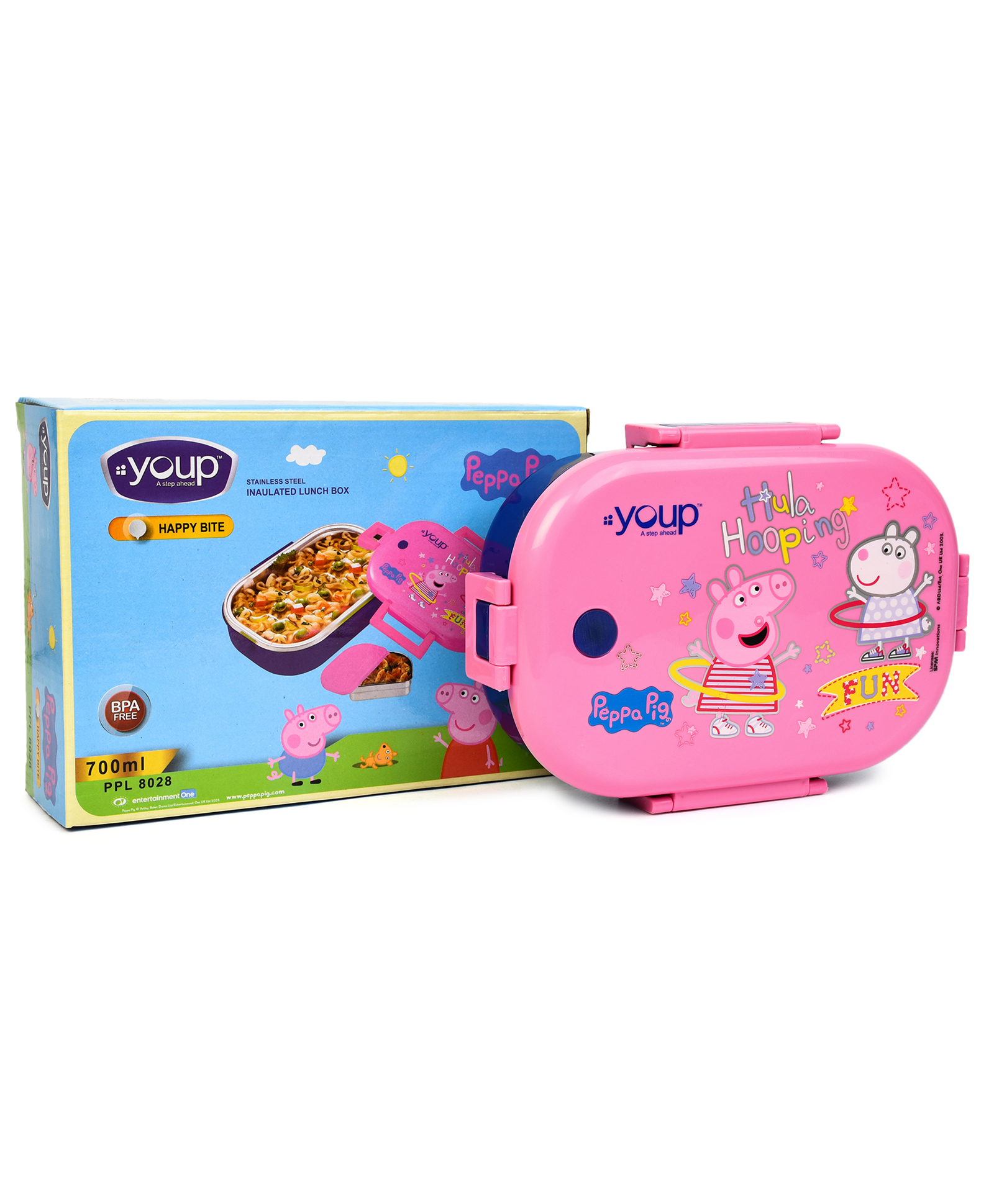 Youp Stainless Steel Pink Color Peppa PigTheme Kids Lunch Box HAPPY BITE 700 ml-picture-45