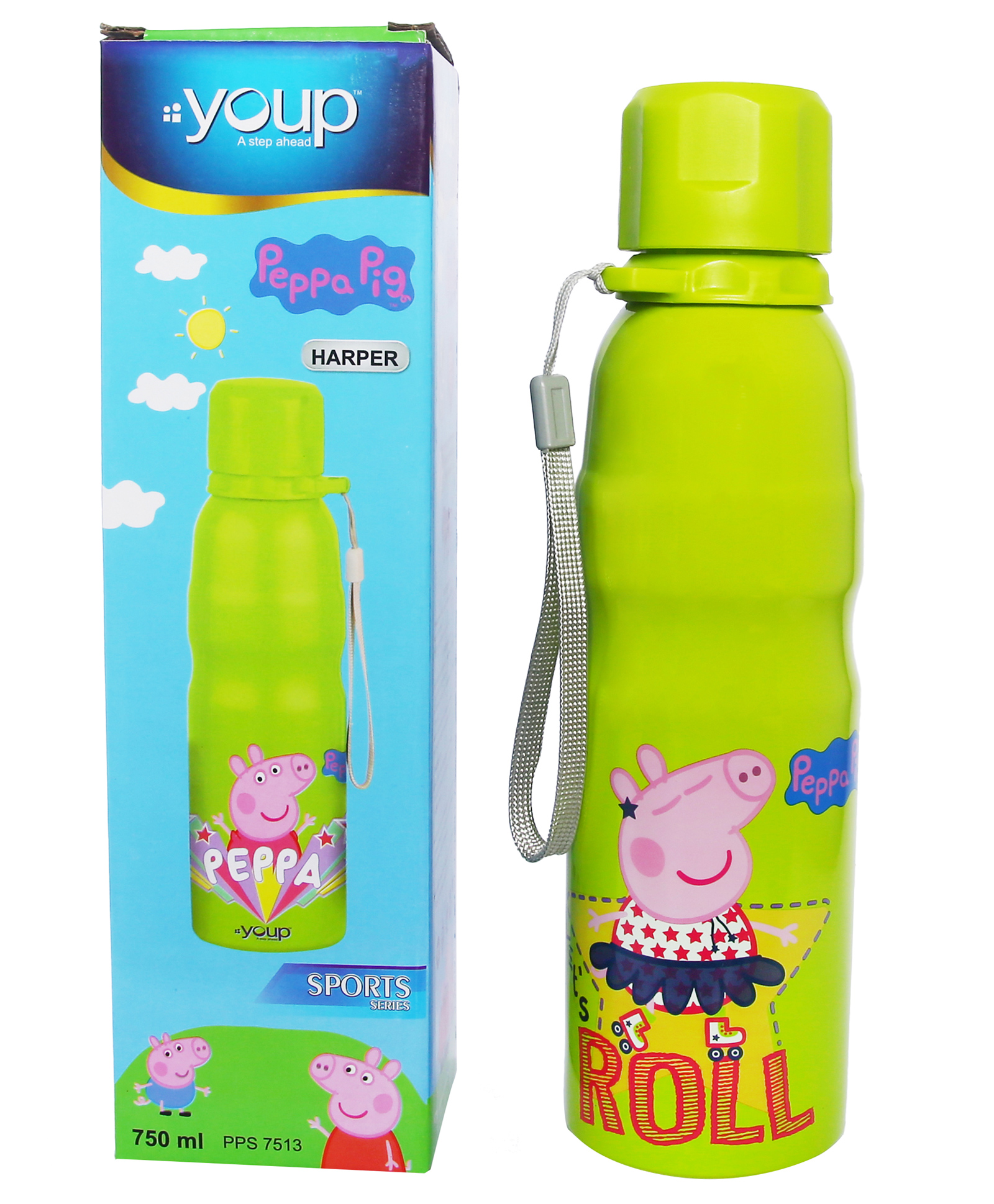 Youp Stainless steel green color Peppa Pig kids water bottle HARPER- 750 ml-image-27
