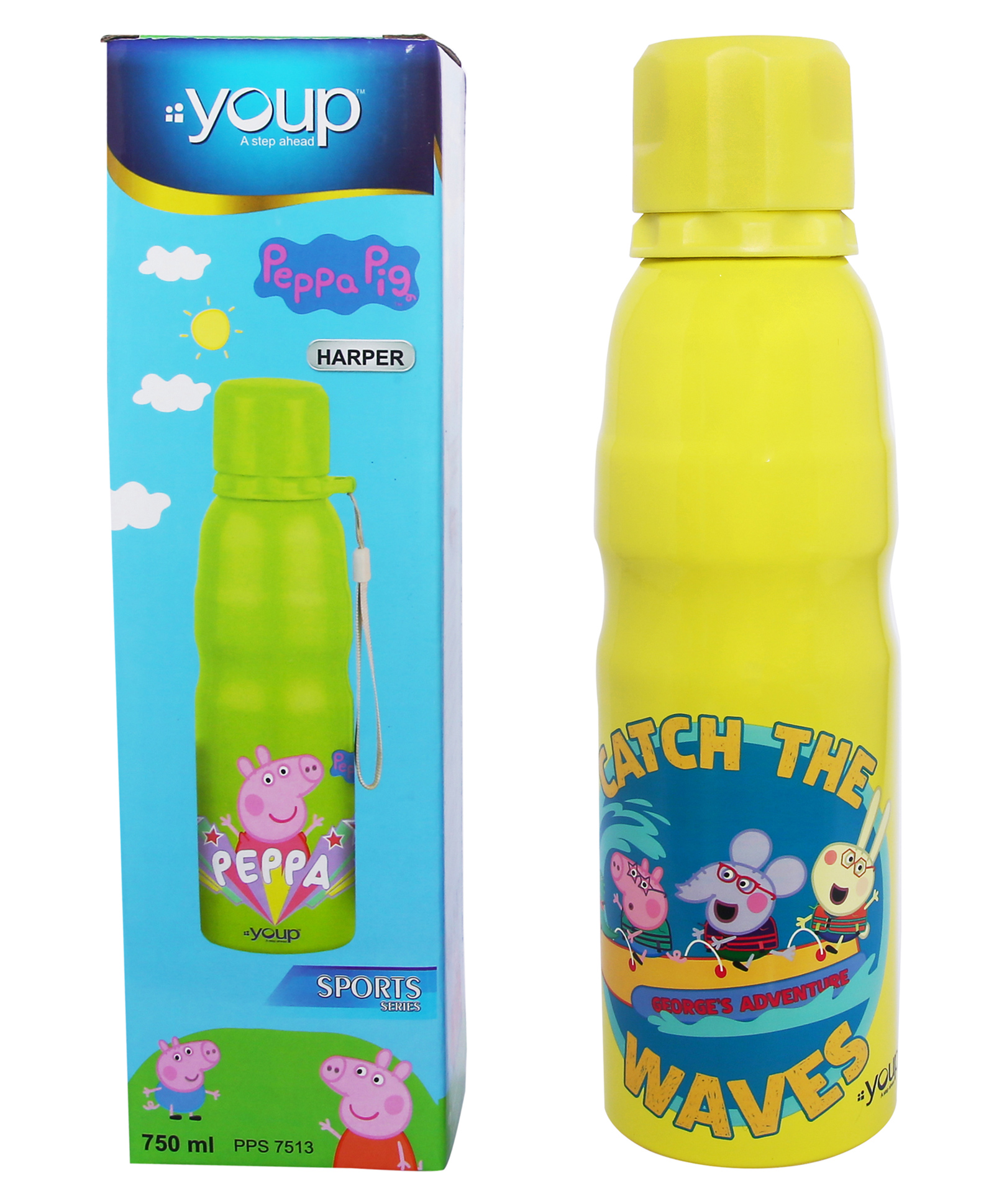 Youp Stainless steel yellow color Peppa Pig kids water bottle HARPER- 750 ml-image-15