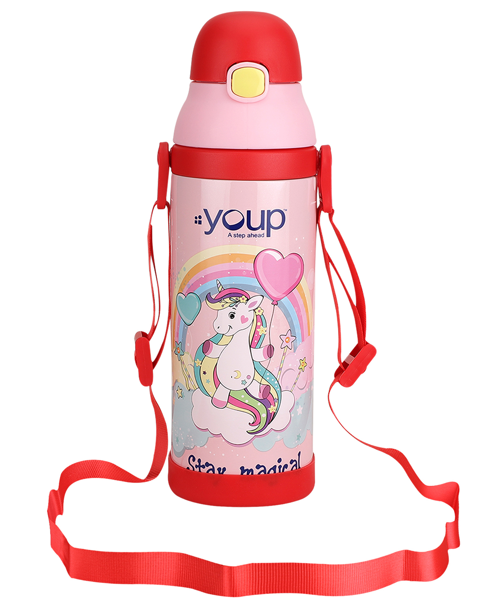 Youp Stainless Steel Pink and Red Color Unicorn theme Kids Insulated Sipper Bottle WINNER - 500 ml-picture-39