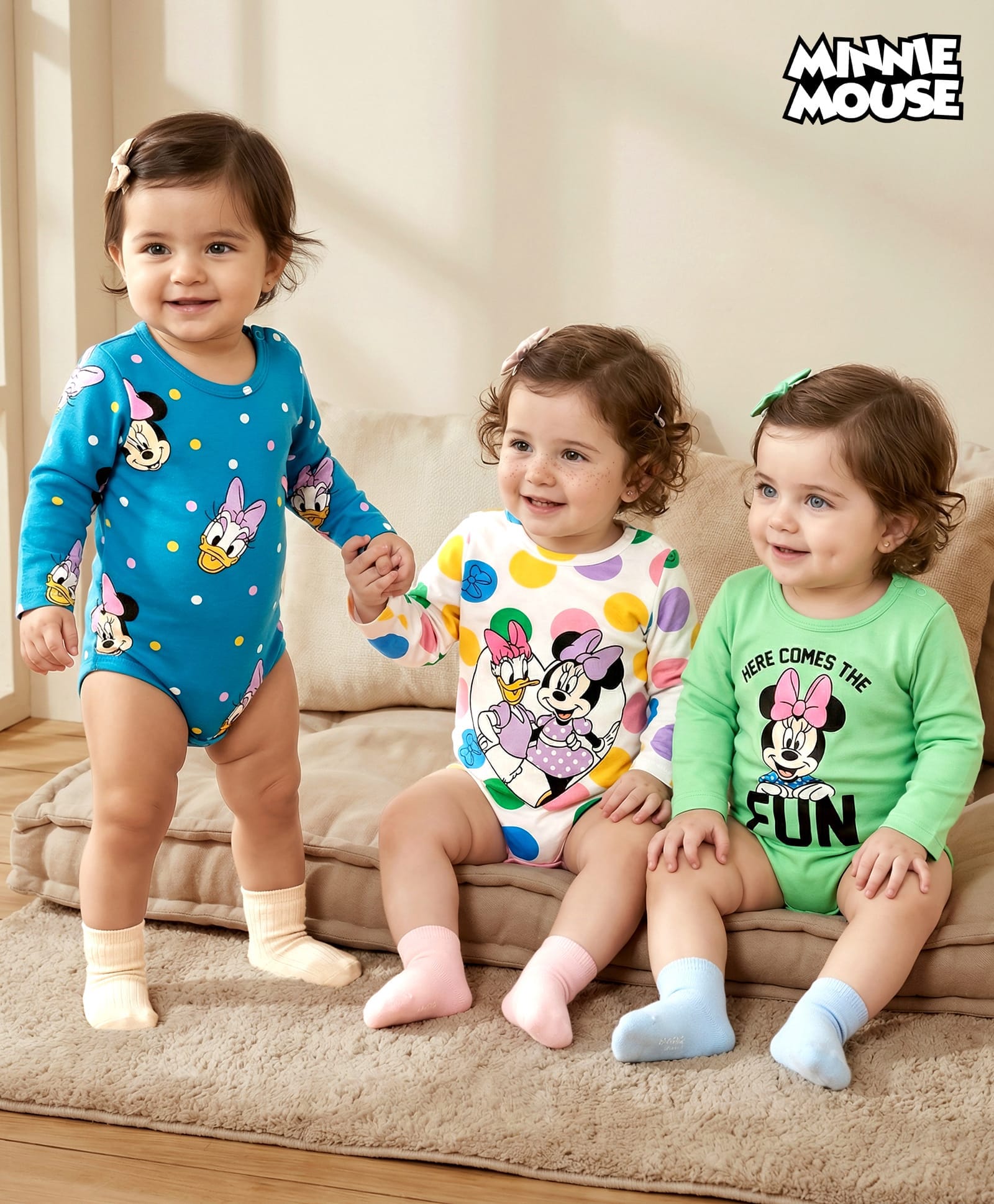 Babyhug Disney Interlock Knit Full Sleeves Onesies With Winnie The Pooh Graphics Pack of 3 - Multicolor-picture-21