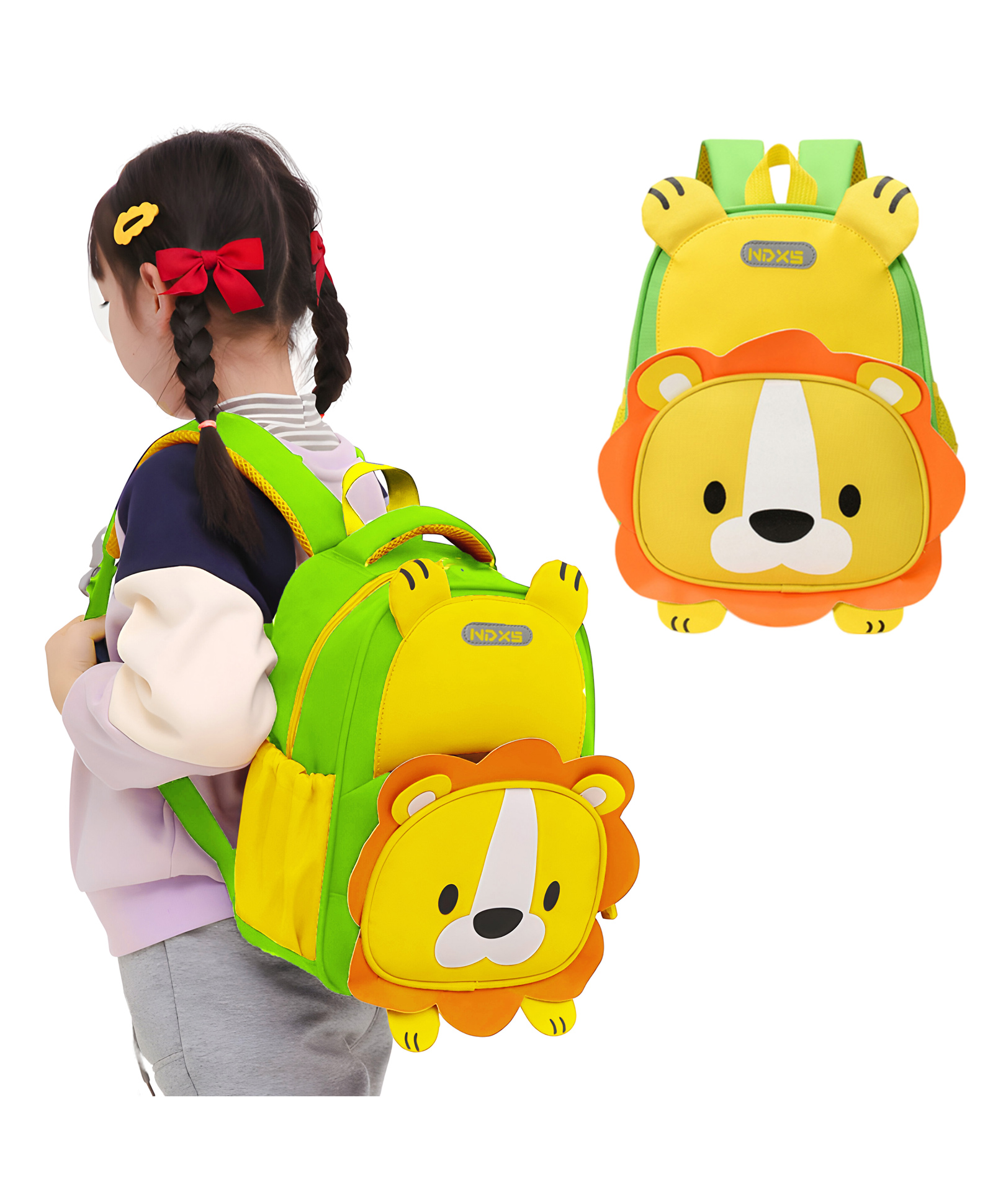 Bembika School Bag The Perfect Children Backpack and School Bags For Kids Compact Stylish Backpack For Kids Exceptional-Quality Kids Kindergarten Backpack and Travel Backpack- (Lion|Green) Height 11 Inches-image-31