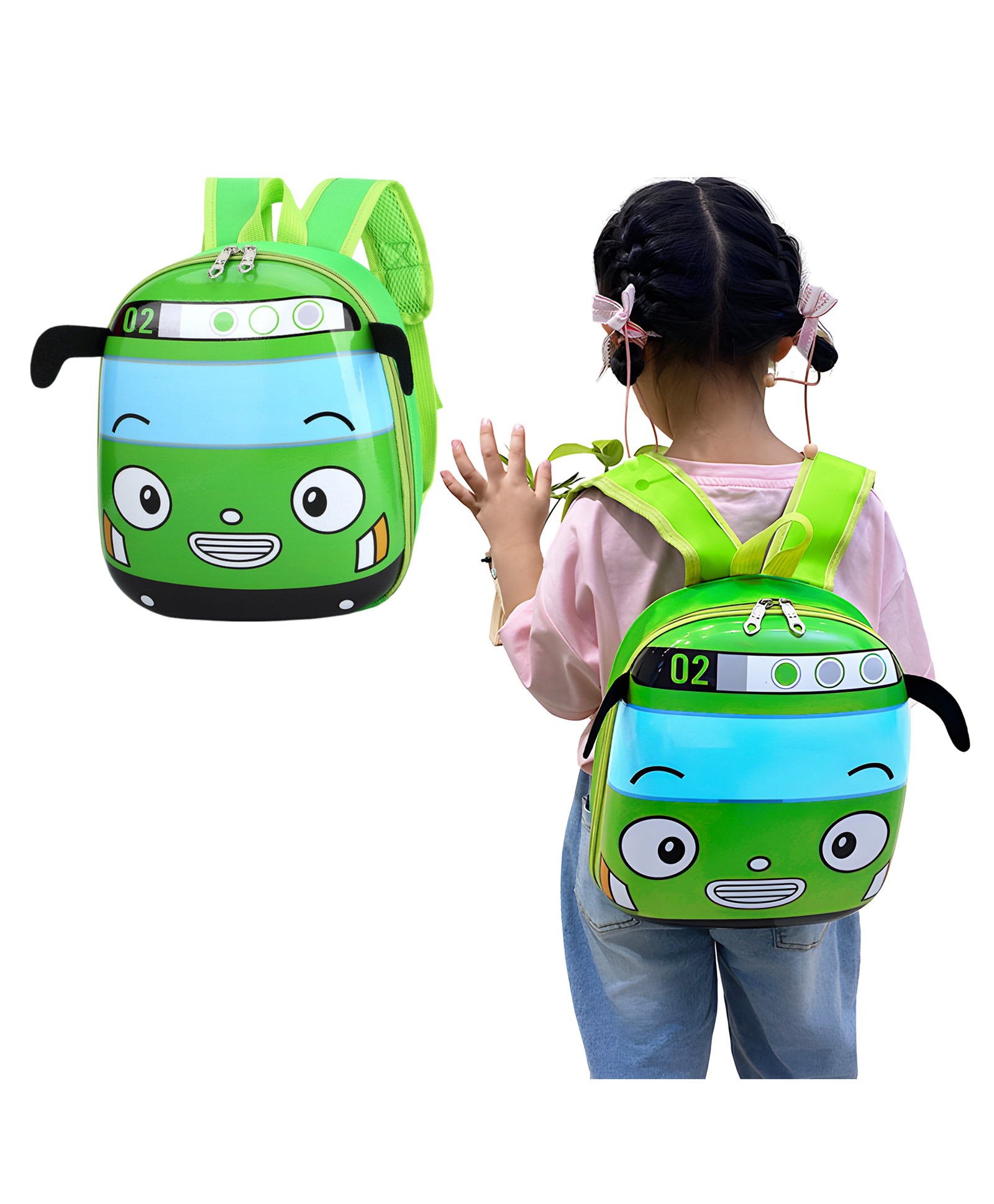 Bembika School Bag The Perfect Children Backpack and School Bags For Kids Compact Stylish Backpack For Kids Exceptional-Quality Kids Kindergarten Backpack and Travel Backpack- (Car|Green) Height 10 Inches-image-27