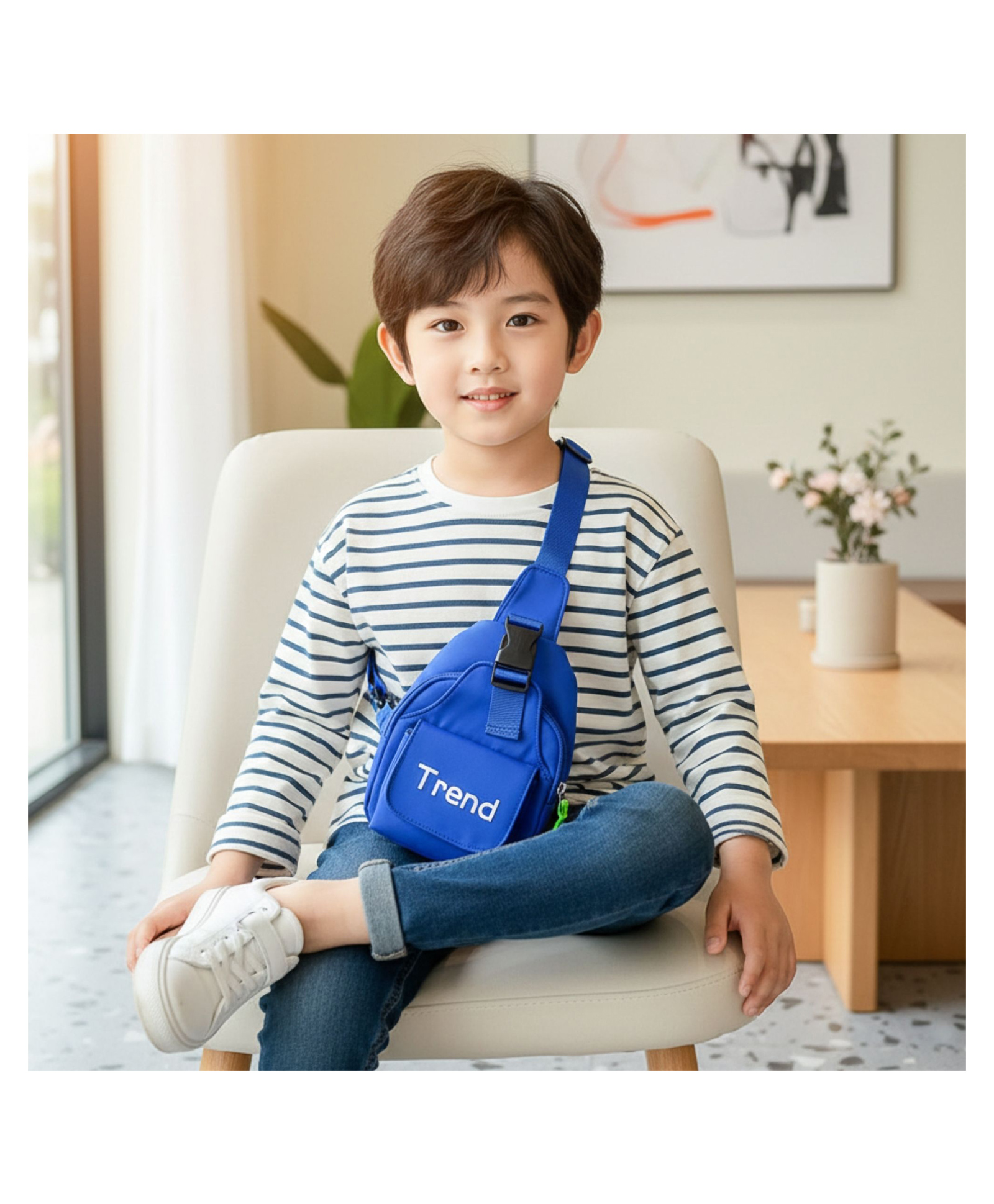 Bembika Kids Shoulder Bag - Compact and Stylish Children Sling Bag, Coin Purse Waist Backpack With Crossbody Shoulder Bag Design, Sling Bag Daypack Travling & Hiking Chest Bag-(BlueTrend)-image-25