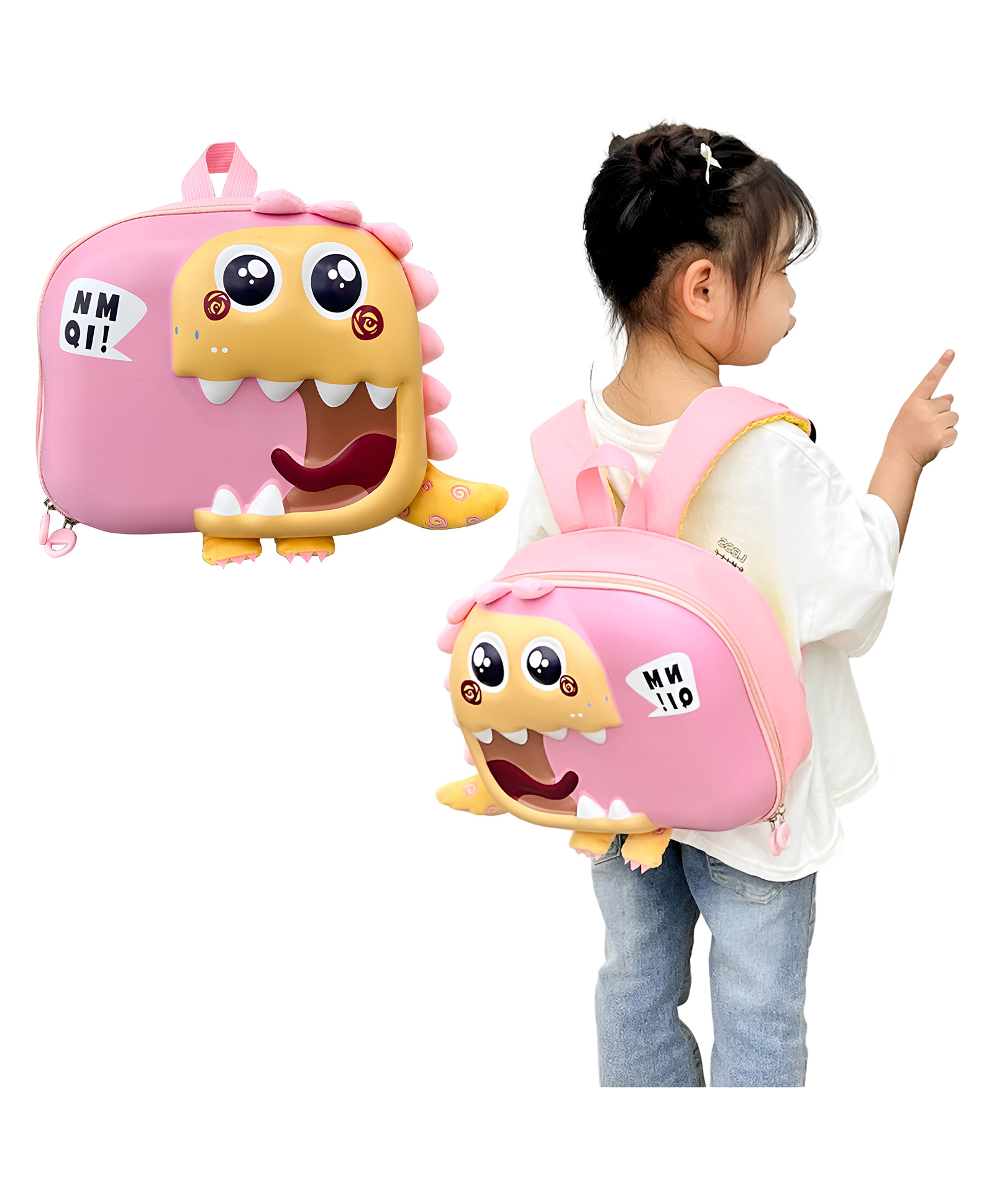 Bembika School Bag The Perfect Children Backpack and School Bags For Kids Compact Stylish Backpack For Kids Exceptional-Quality Kids Kindergarten Backpack and Travel Backpack- (Little Dinosaur|Pink) Height 10 Inches-image-23