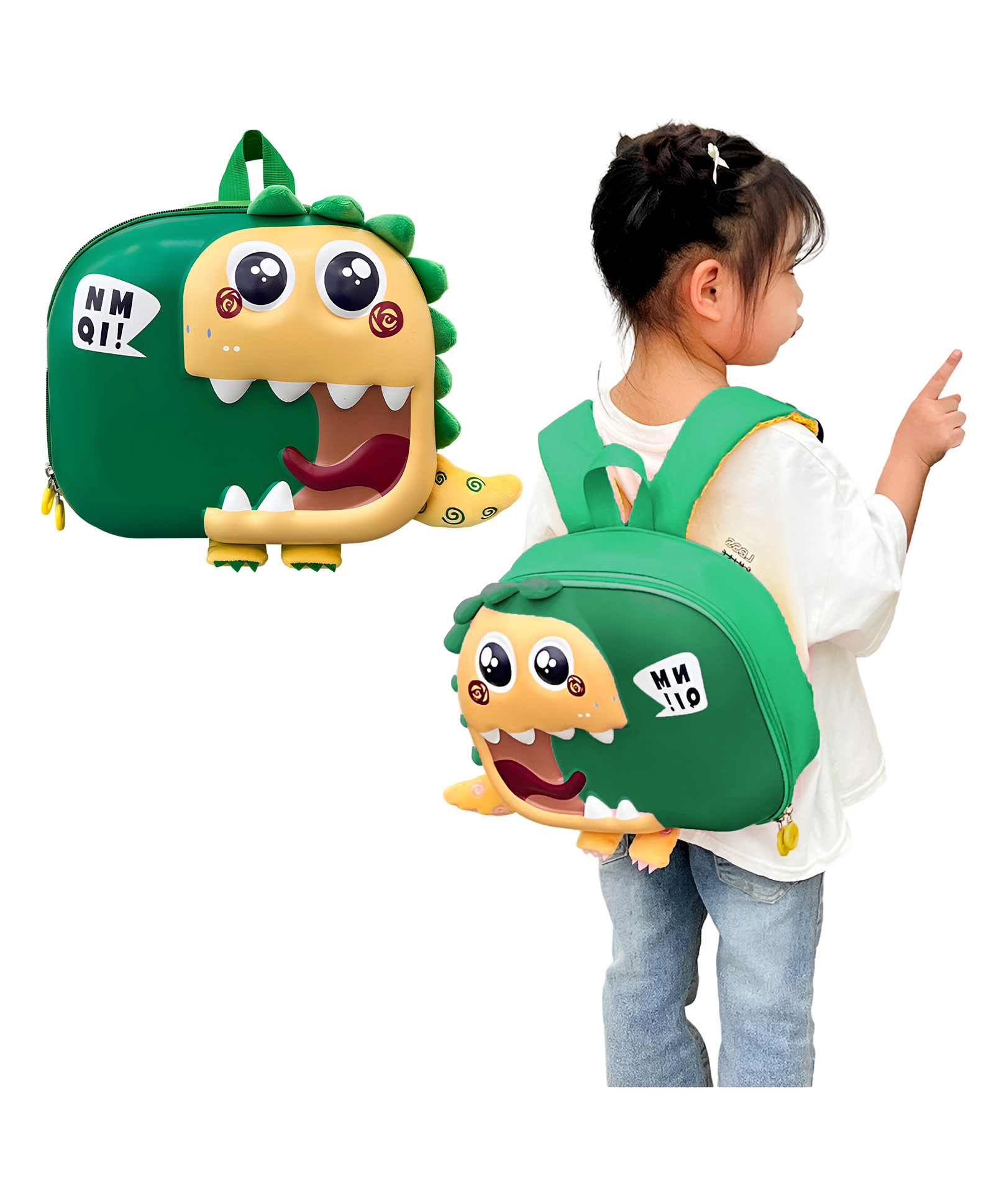 Bembika School Bag The Perfect Children Backpack and School Bags For Kids Compact Stylish Backpack For Kids Exceptional-Quality Kids Kindergarten Backpack and Travel Backpack- (Little Dinosaur|Green) Height 10 Inches-image-32