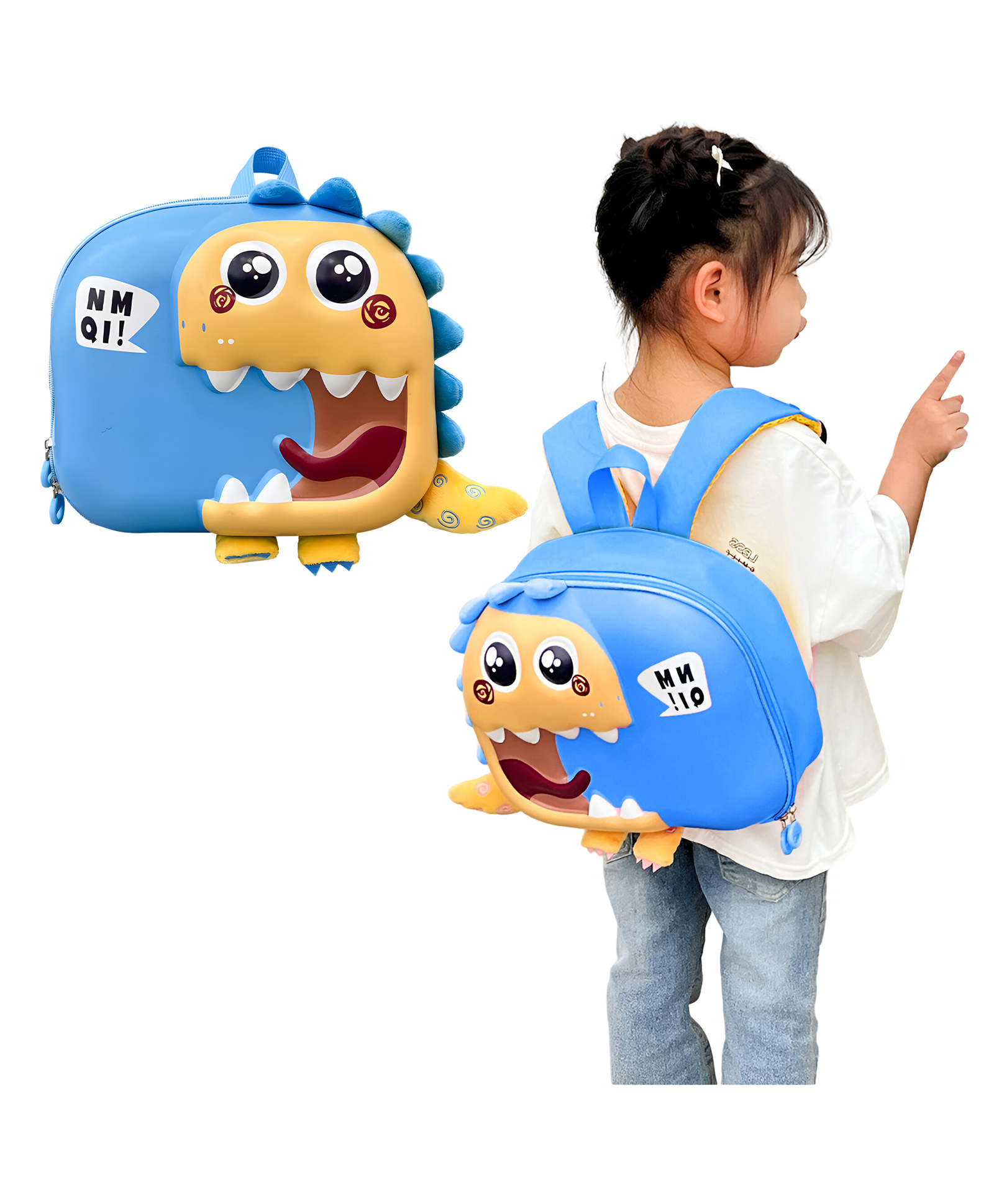 Bembika School Bag The Perfect Children Backpack and School Bags For Kids Compact Stylish Backpack For Kids Exceptional-Quality Kids Kindergarten Backpack and Travel Backpack- (Small Dinosaur|Light Blue) Height 10 Inches-image-40