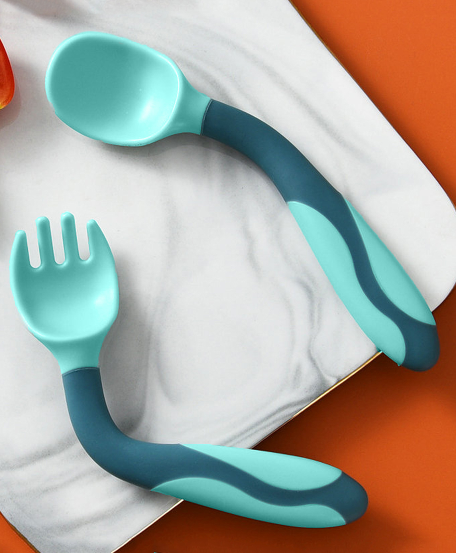Bembika 360 Degree Bendable Baby Self Feeding Spoons with BPA Free material Gum Friendly Spoon For Baby Feeding Baby Self Feeding Spoon-Green Green-picture-13