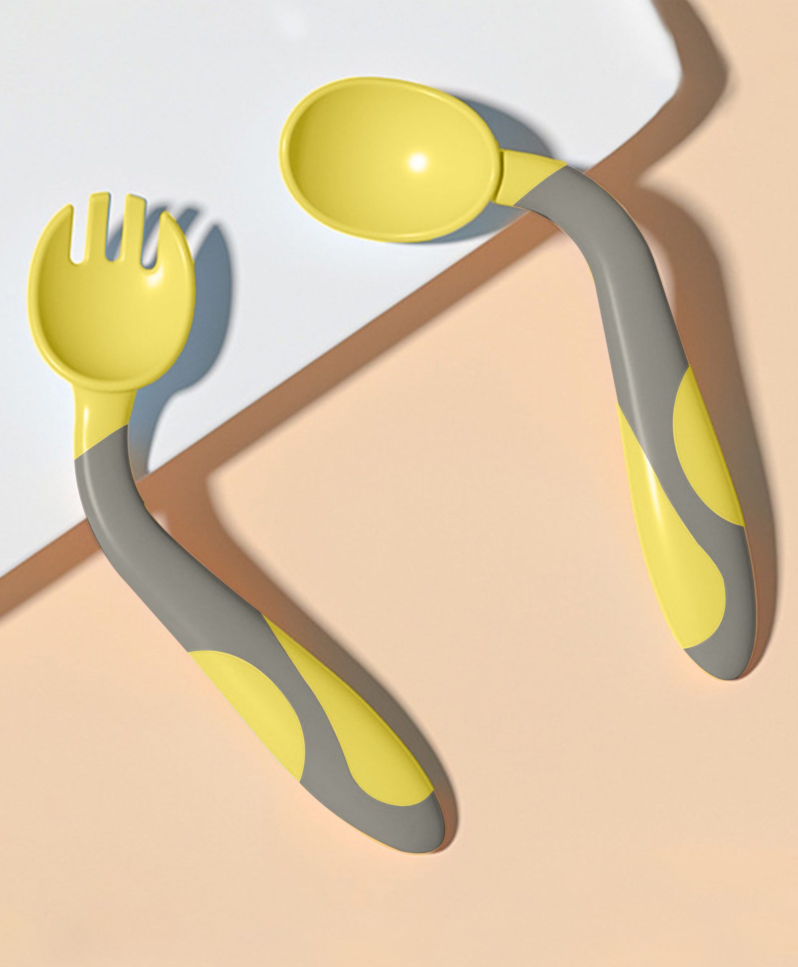 Bembika 360 Degree Bendable Baby Self Feeding Spoons with BPA Free material Gum Friendly Spoon For Baby Feeding Baby Self Feeding Spoon-Lemon Yellow-image-12