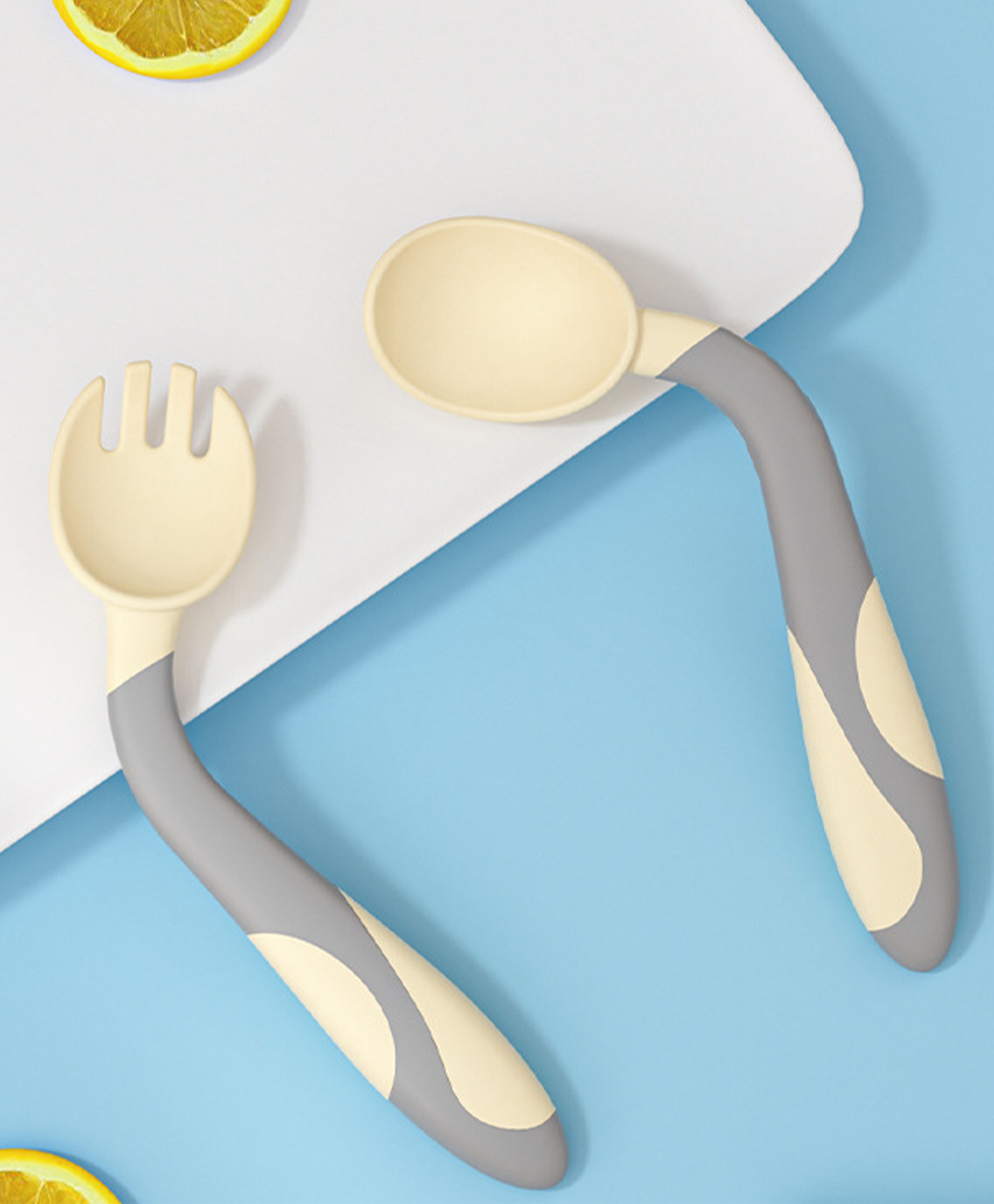 Bembika 360 Degree Bendable Baby Self Feeding Spoons with BPA Free material Gum Friendly Spoon For Baby Feeding Baby Self Feeding Spoon-Off-White-image-49