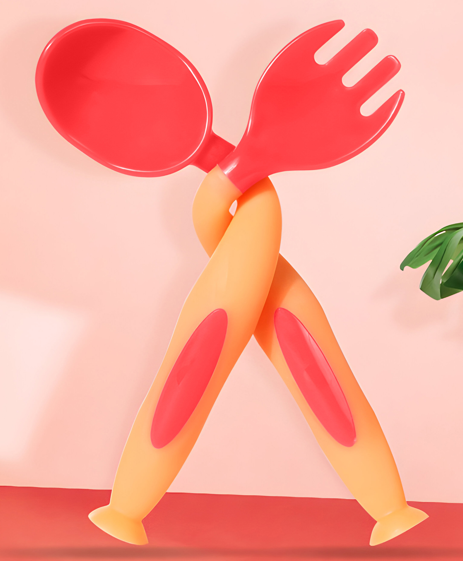 Bembika 360 Degree Bendable Baby Self Feeding Spoons with BPA Free material Gum Friendly Spoon For Baby Feeding Baby Self Feeding Spoon-Fork And Spoon Set Orange-picture-48