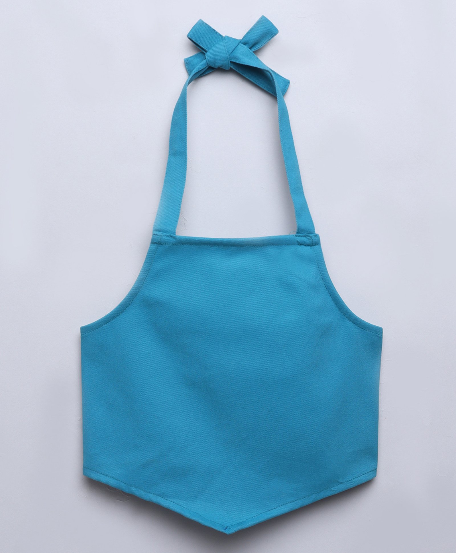 Taffykids Cotton Lycra Sleeveless Solid Crop Top - Teal Blue-image-46