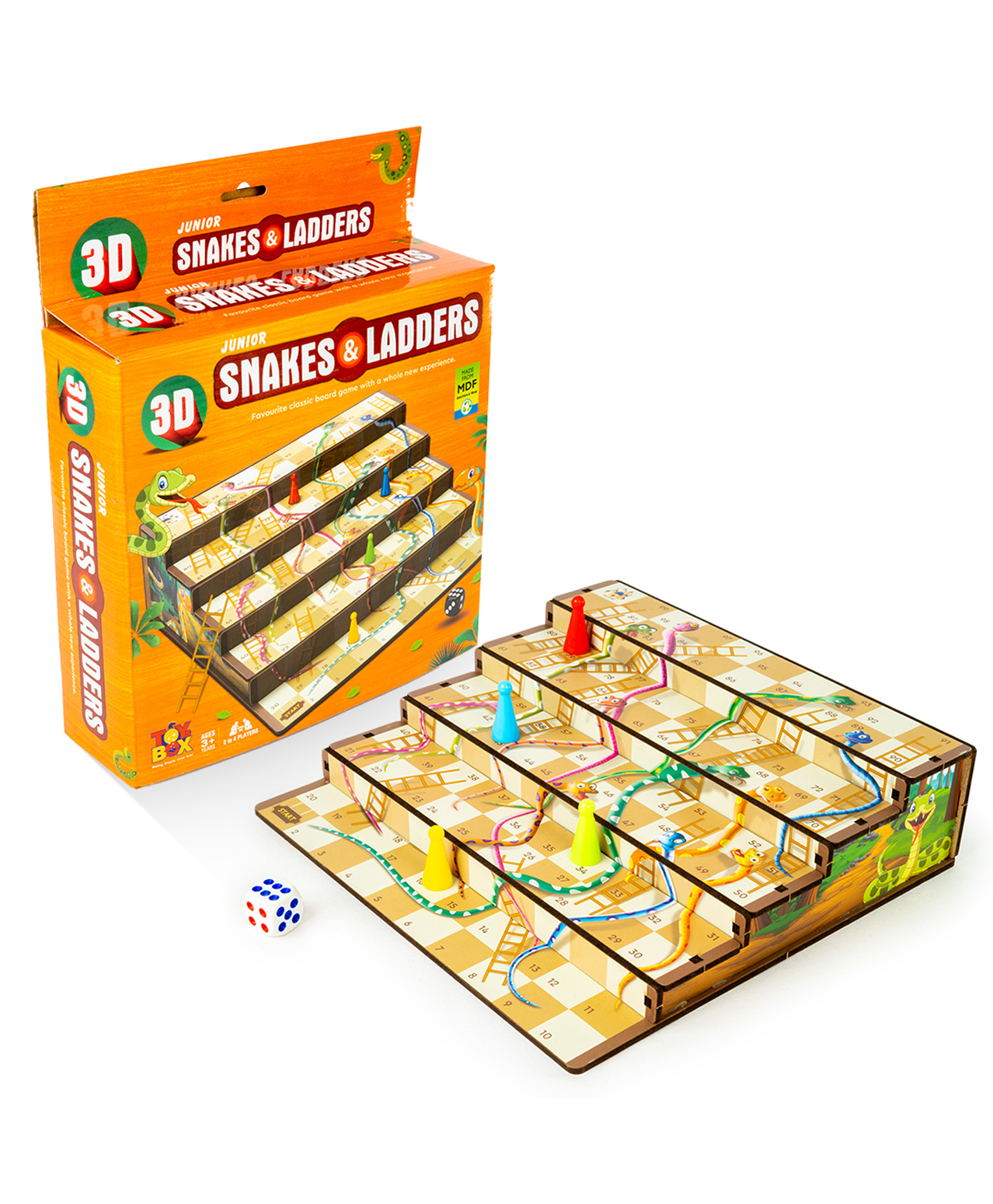 Ratnas Junior 3D Snakes & Ladders Board Game - Brown