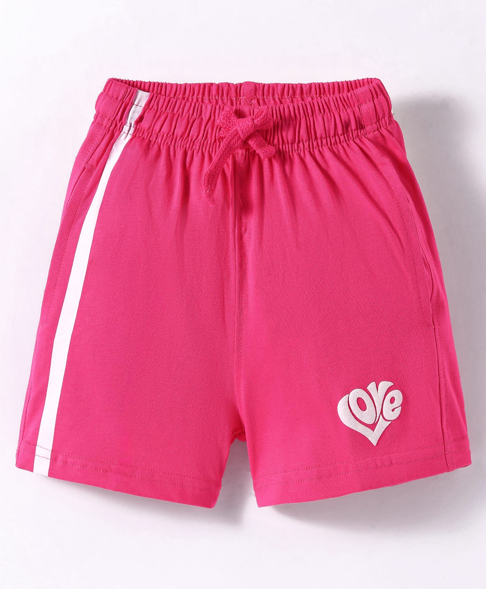 Doreme Single Jersey Knit Above Knee Length Shorts With Love Print - Dark Pink-image-16