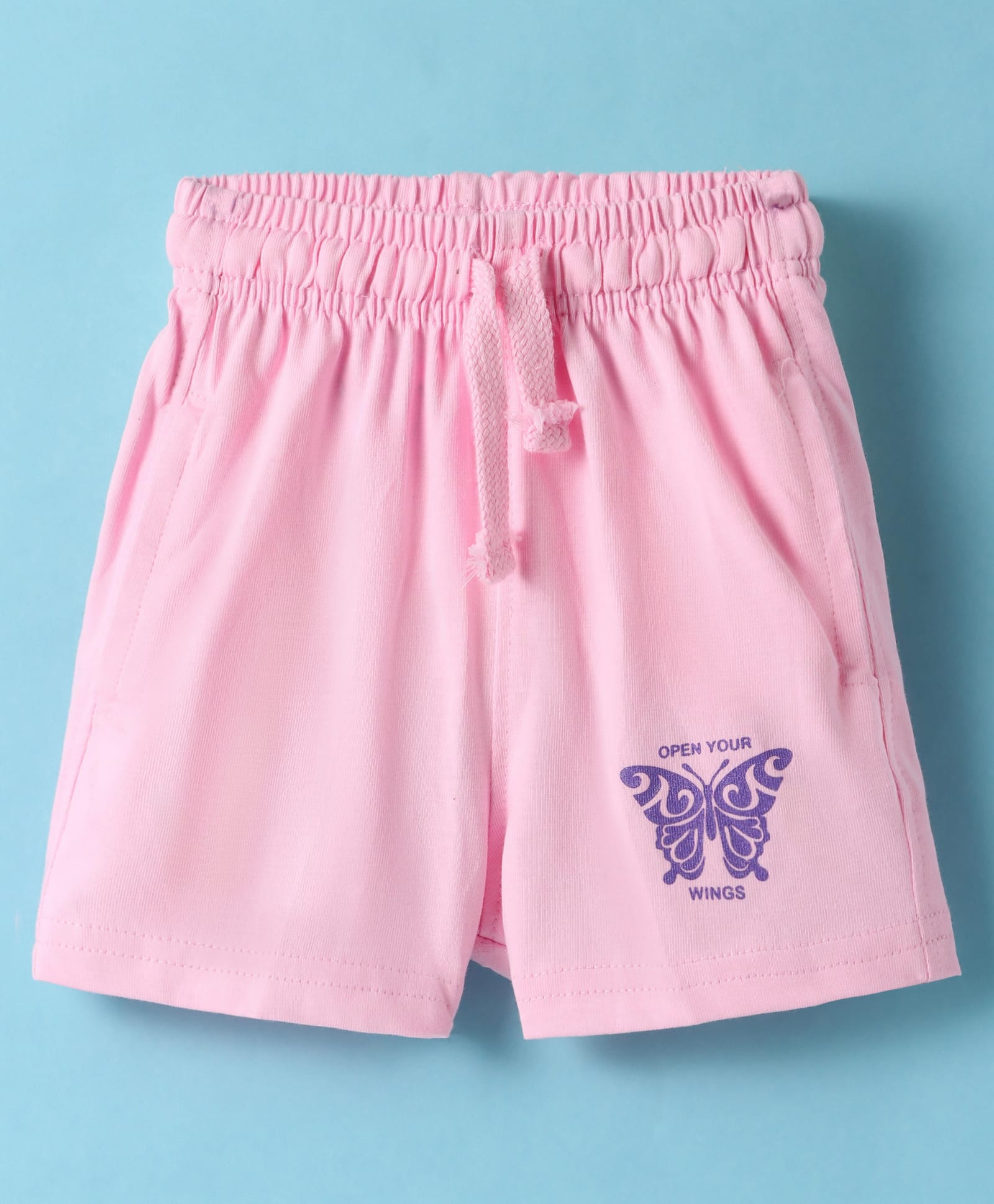 Doreme Single Jersey Knit Above Knee Length Shorts With Butterfly Print - Light Pink-image-47