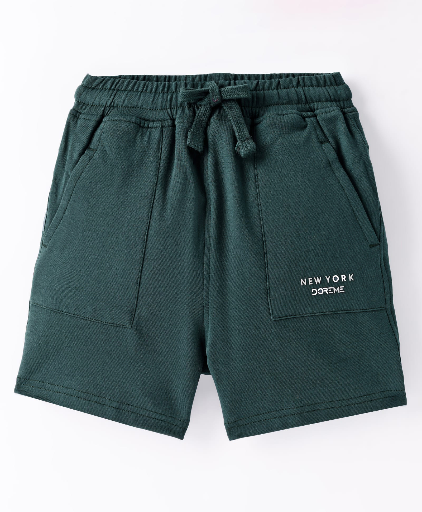 Doreme Single Jersey Knit Above Knee Length Shorts With New York Print - Grey-picture-10
