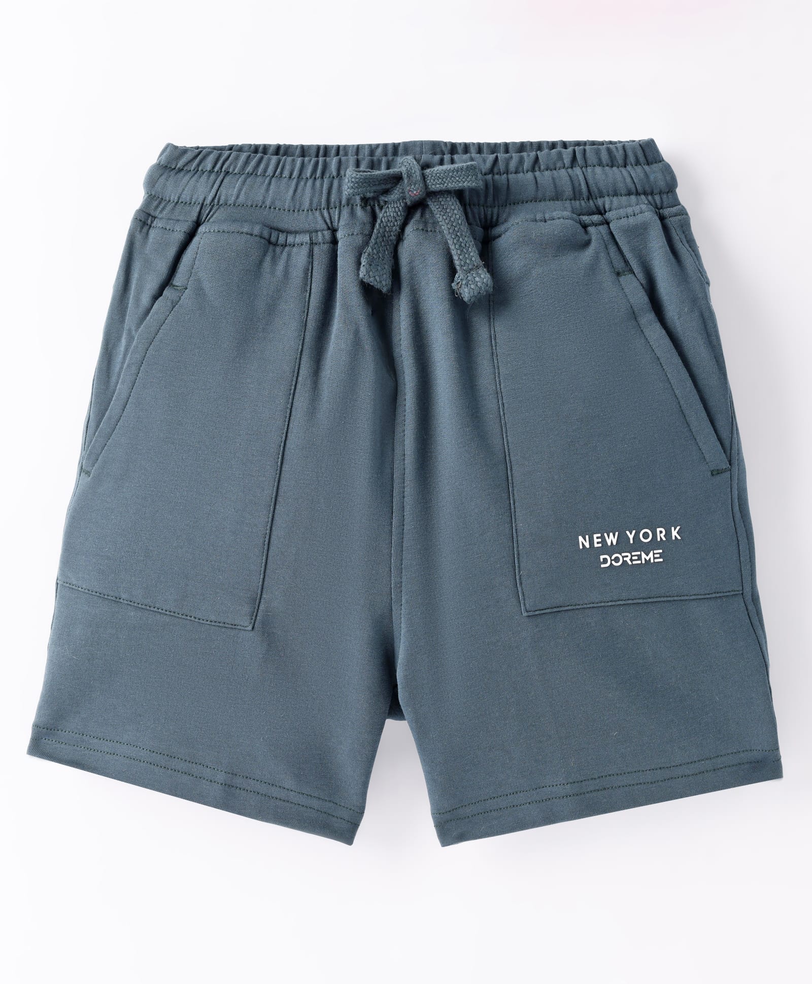 Doreme Single Jersey Knit Above Knee Length Shorts With New York Print - Grey-picture-39