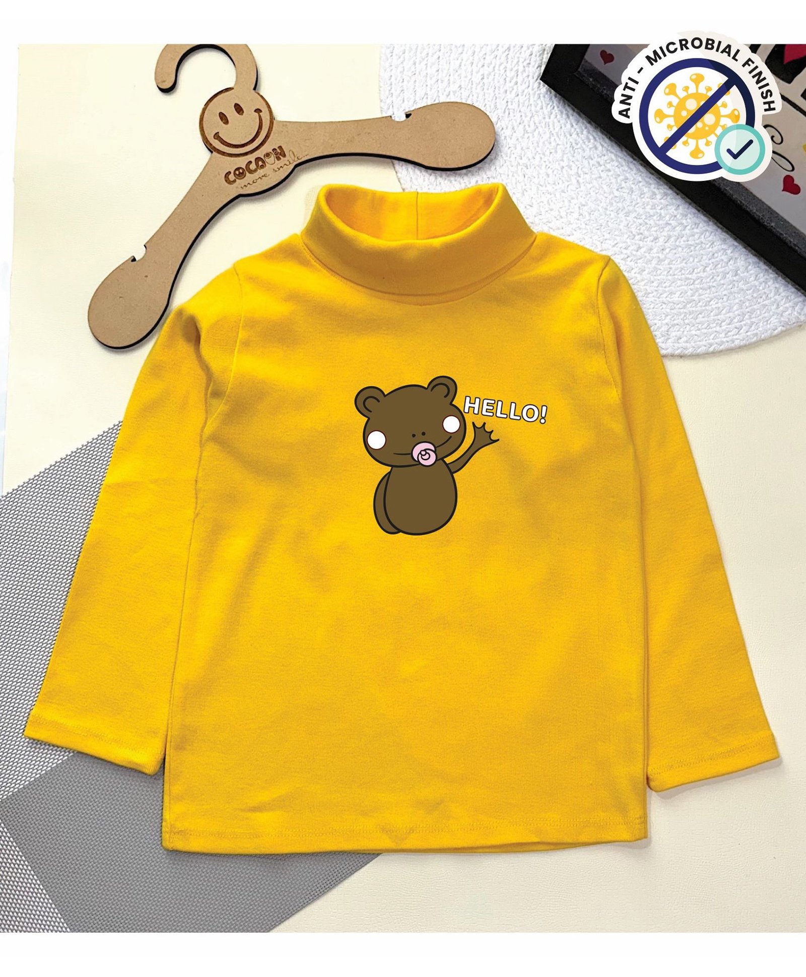 COCOON ORGANICS Cotton Rib Full Sleeves Frog Printed Anti Microbial Tee - Yellow-picture-14