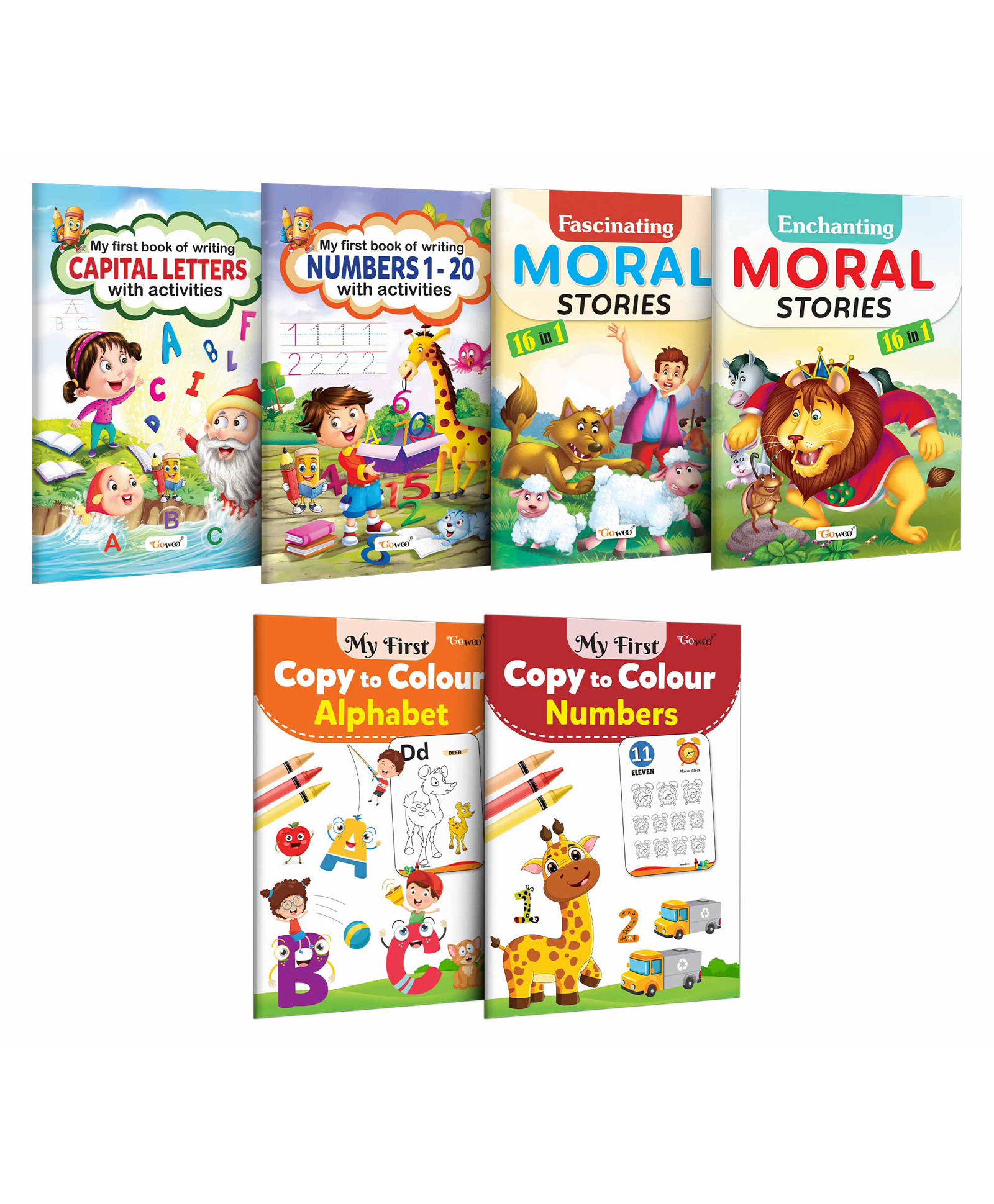 My First Book of Writing Capital Letters, Numbers 1-20 with activities, Fascinating and Enchanting Moral Stories, My First Copy to Colour - Alphabet and Numbers | Pack of 6 books-image-7