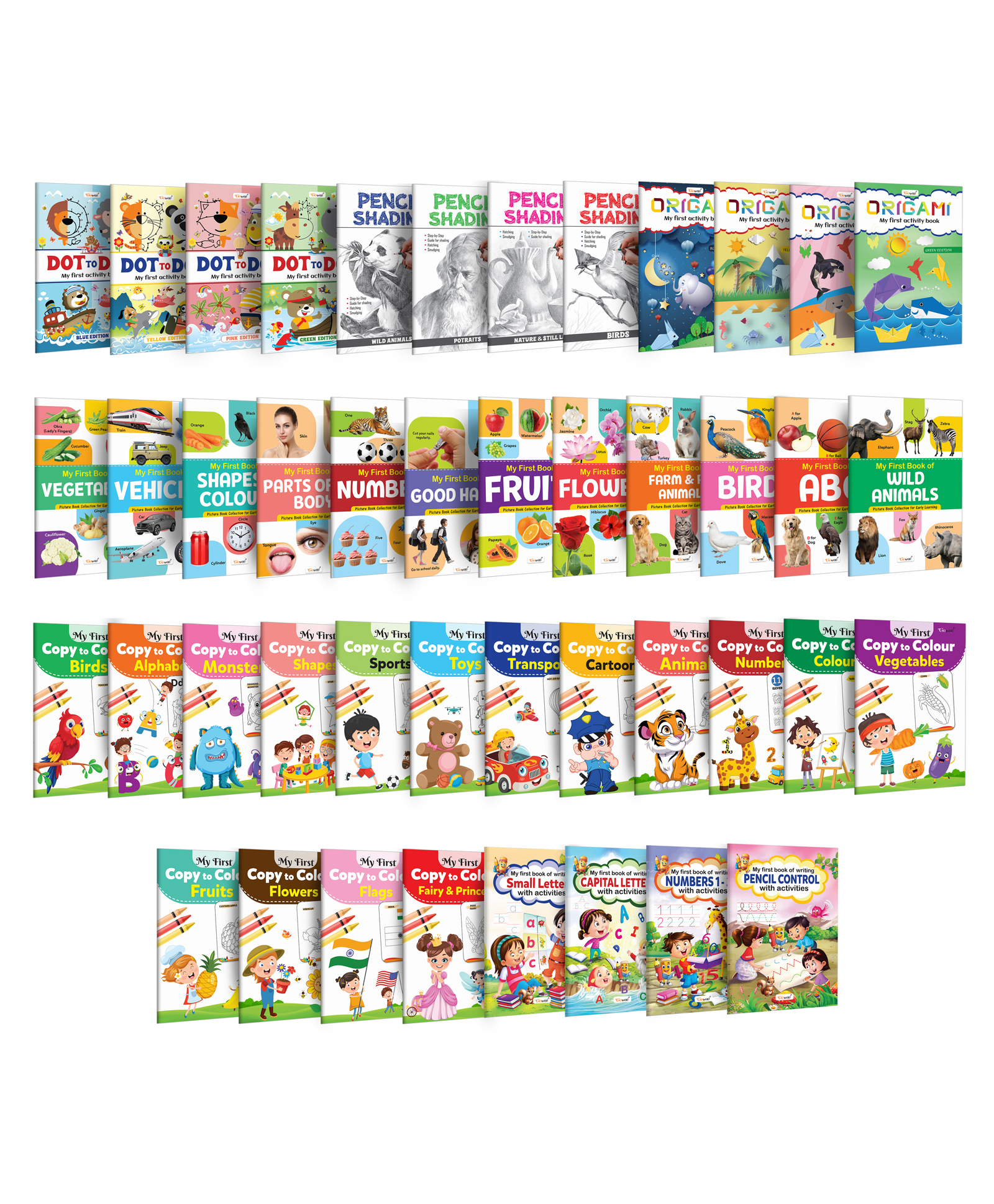 My First All in one Learning Activity Series : Fun and Engaging Books for KidsDot to Dot, Pencil Shading, Writing, Coloring, and More, Children learning book, Kids activity books | Pack of 44 books-image-21
