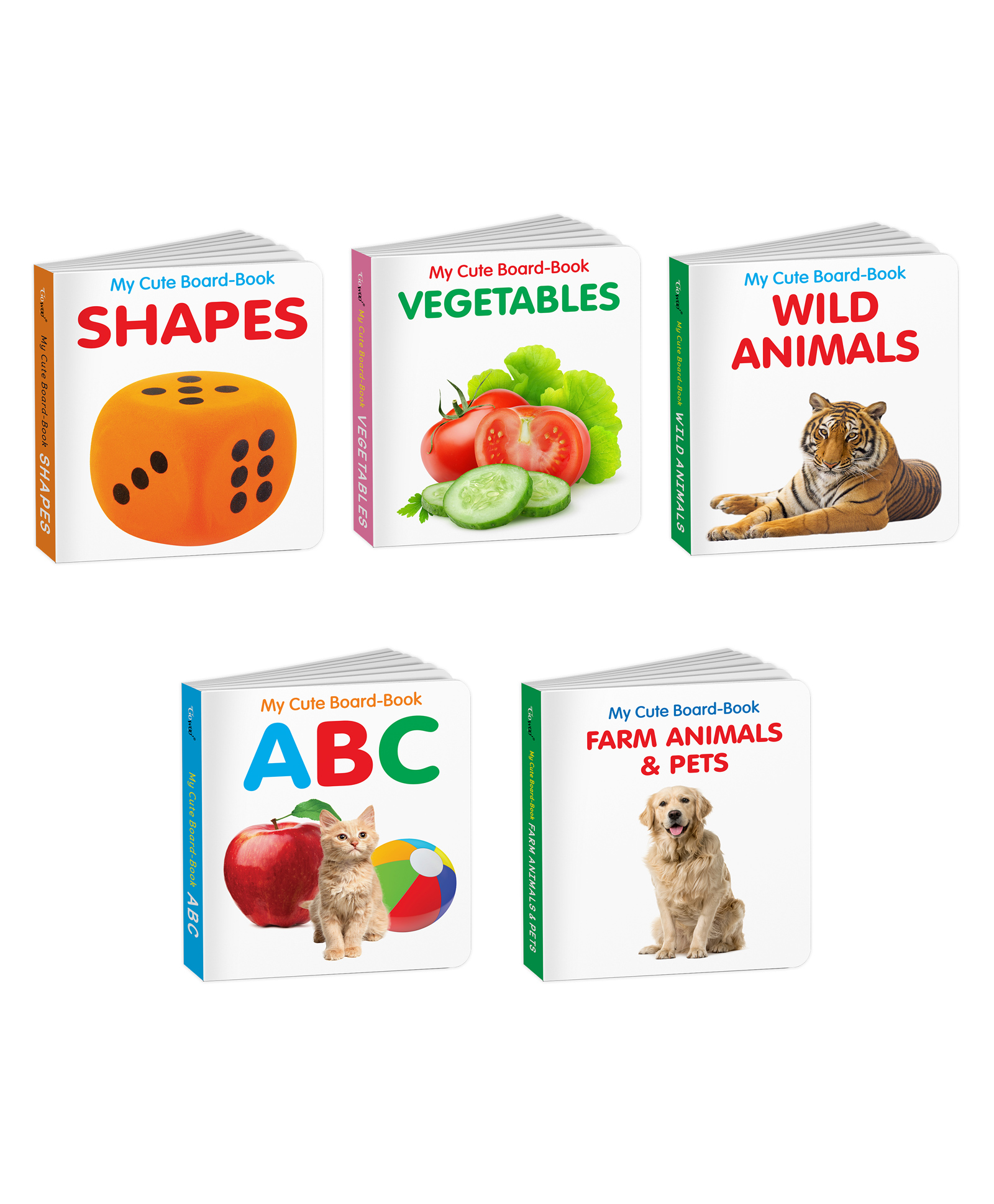 My Cute Board Book ABC, Vegetables, Wild Animals, Farm Animals & Pets and Shapes : All-in-one learning board book, Picture books for young children, Baby board books collection | Pack of 5 Books for Kids-image-37