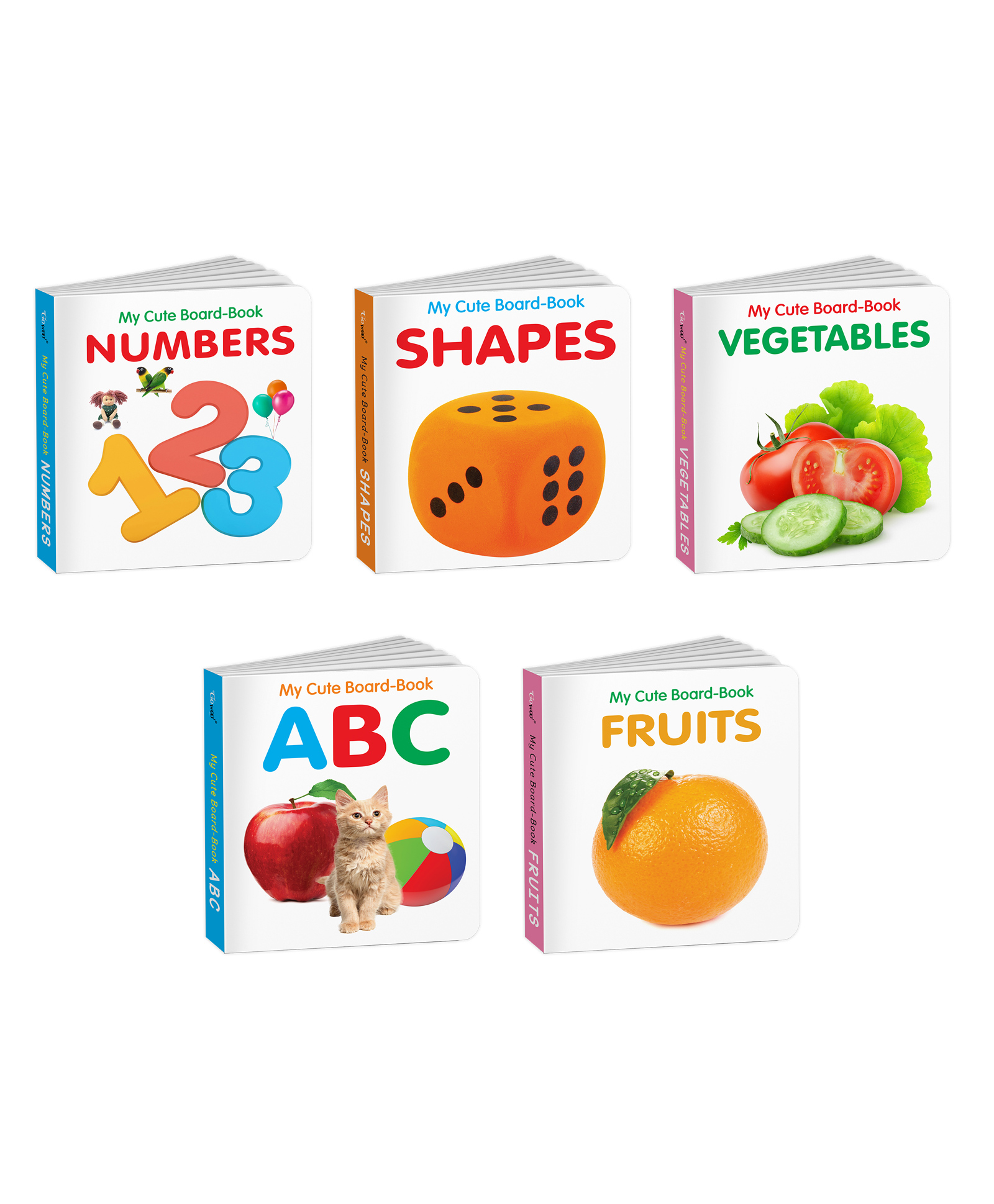 Early Learning Little Library for Toddlers : Pocket Books Set of ABC, Vegetables, Shapes, Fruits and Numbers - Toddler learning books set, Baby board books collection | Pack of 5 Books for Kids-image-35