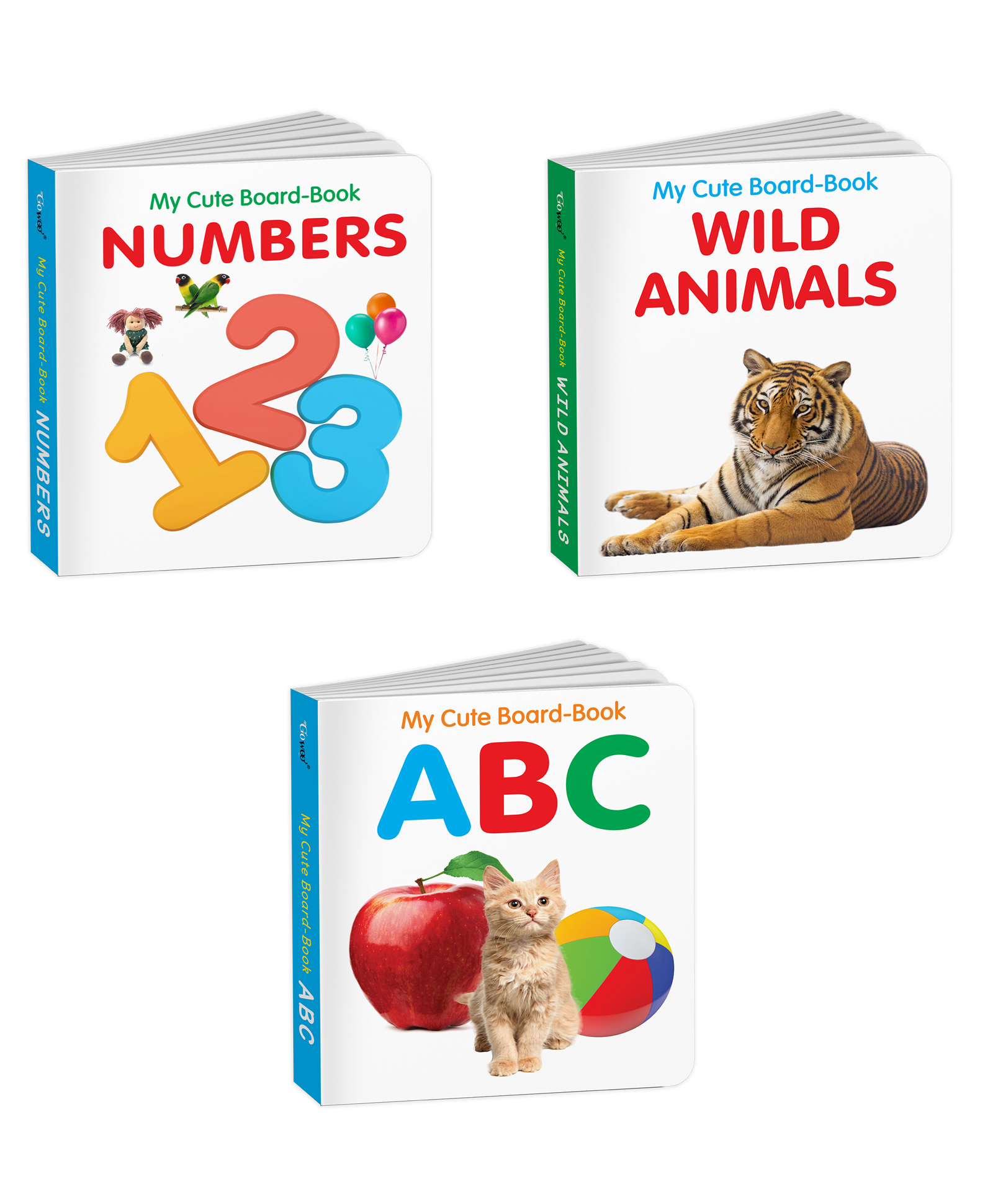 Pocket Board Book Set of ABC, Wild Animals and Numbers : All-in-one learning board book, Toddler educational picture books, Preschool Kids Books Children | Pack of 3 Books for Kids-image-43
