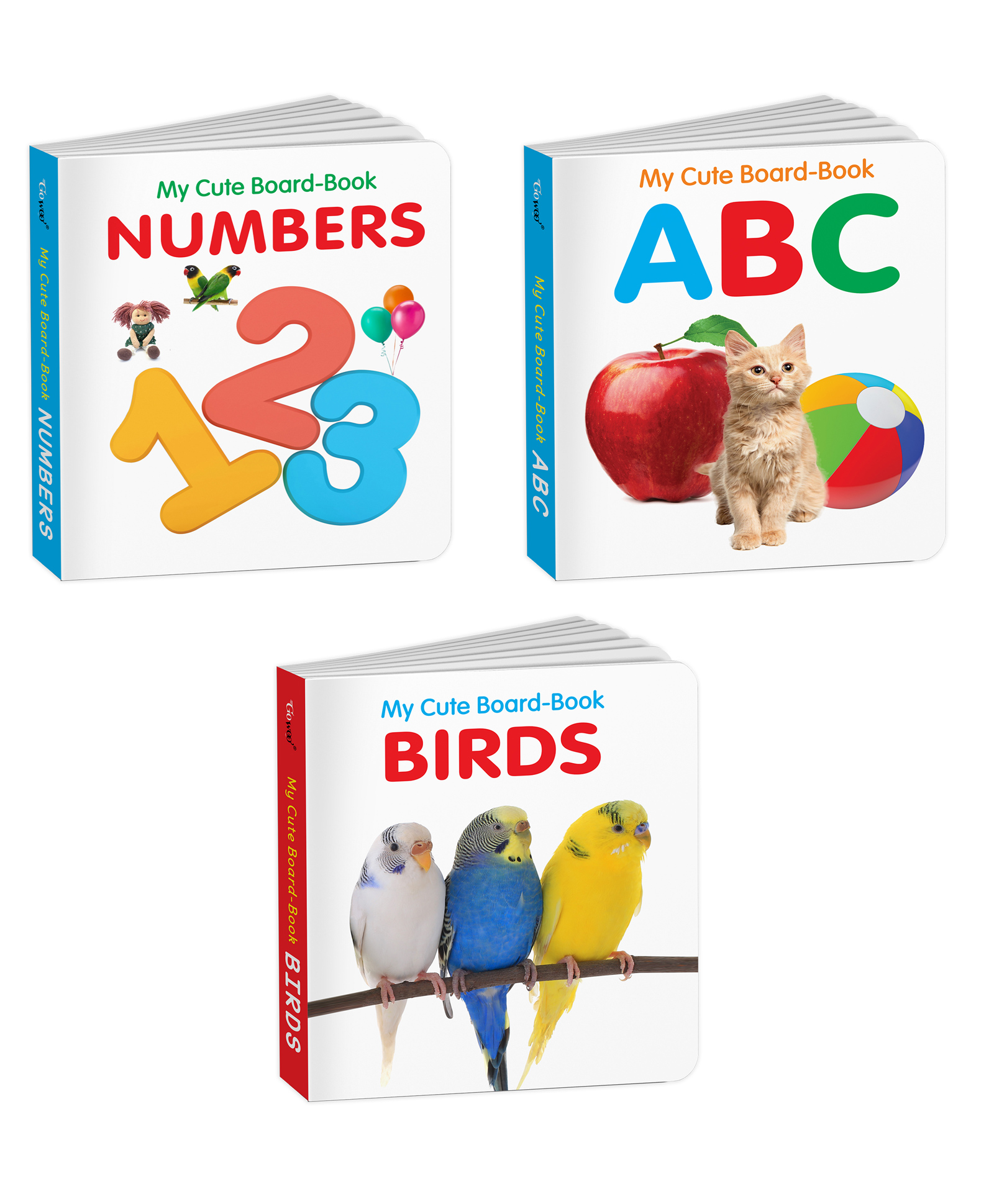 My Cute Board Book ABC, Birds and Numbers : Educational Picture Books for Toddlers, Baby board books, Pocket-sized kids educational books, Learning library for toddlers | Pack of 3 Books for kids-image-38