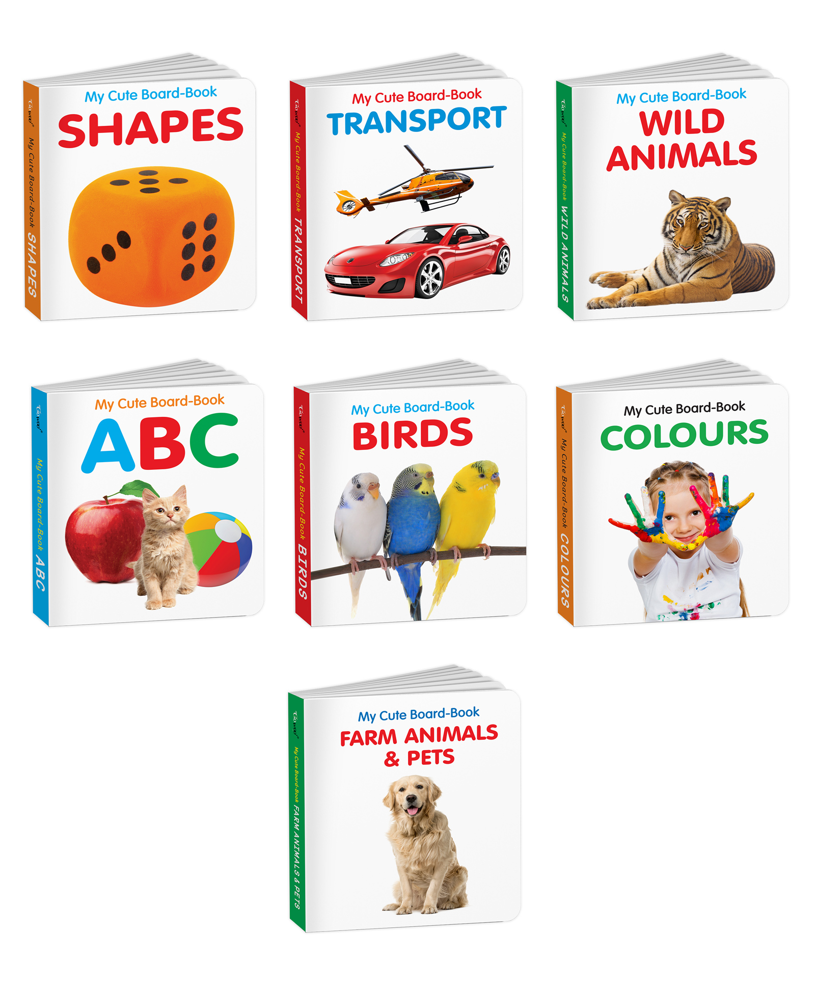 My Cute Board Book ABC, Transport, Colours, Birds, Wild Animals, Farm Animals & Pets and Shapes : Baby Board Books, Picture Books for Toddlers, Pocket-sized kids educational books | Pack of 7 Books-image-24