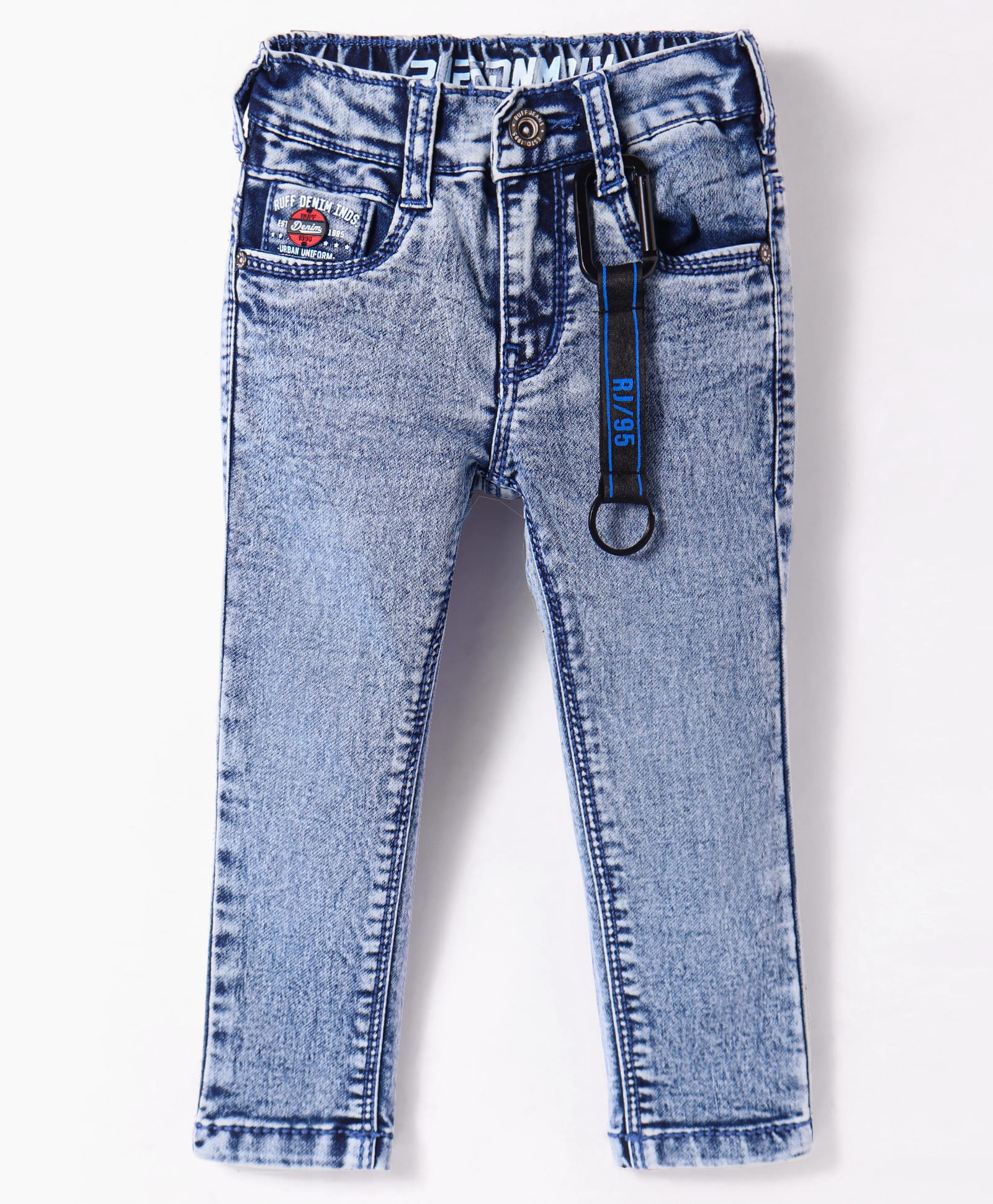 Ruff Full Length Washed Denim Jeans - Light Blue-picture-38