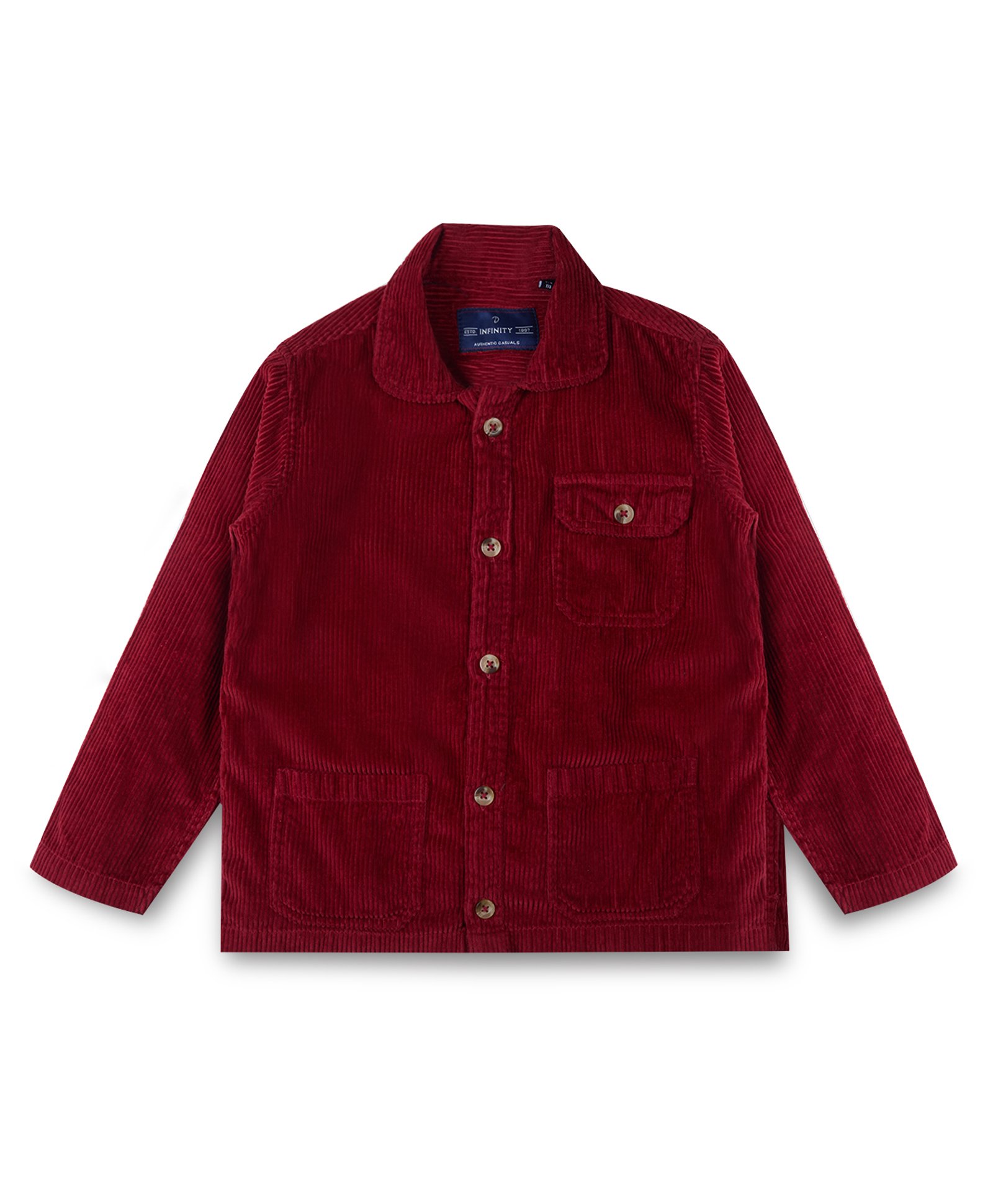 INFINITY Corduroy Cotton Woven Full Sleeves Solid Jacket - Red-picture-23