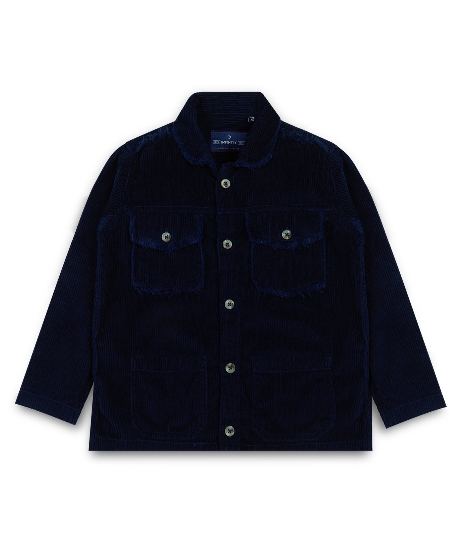 INFINITY Corduroy Cotton Woven Full Sleeves Solid Jacket - Navy Blue-picture-20