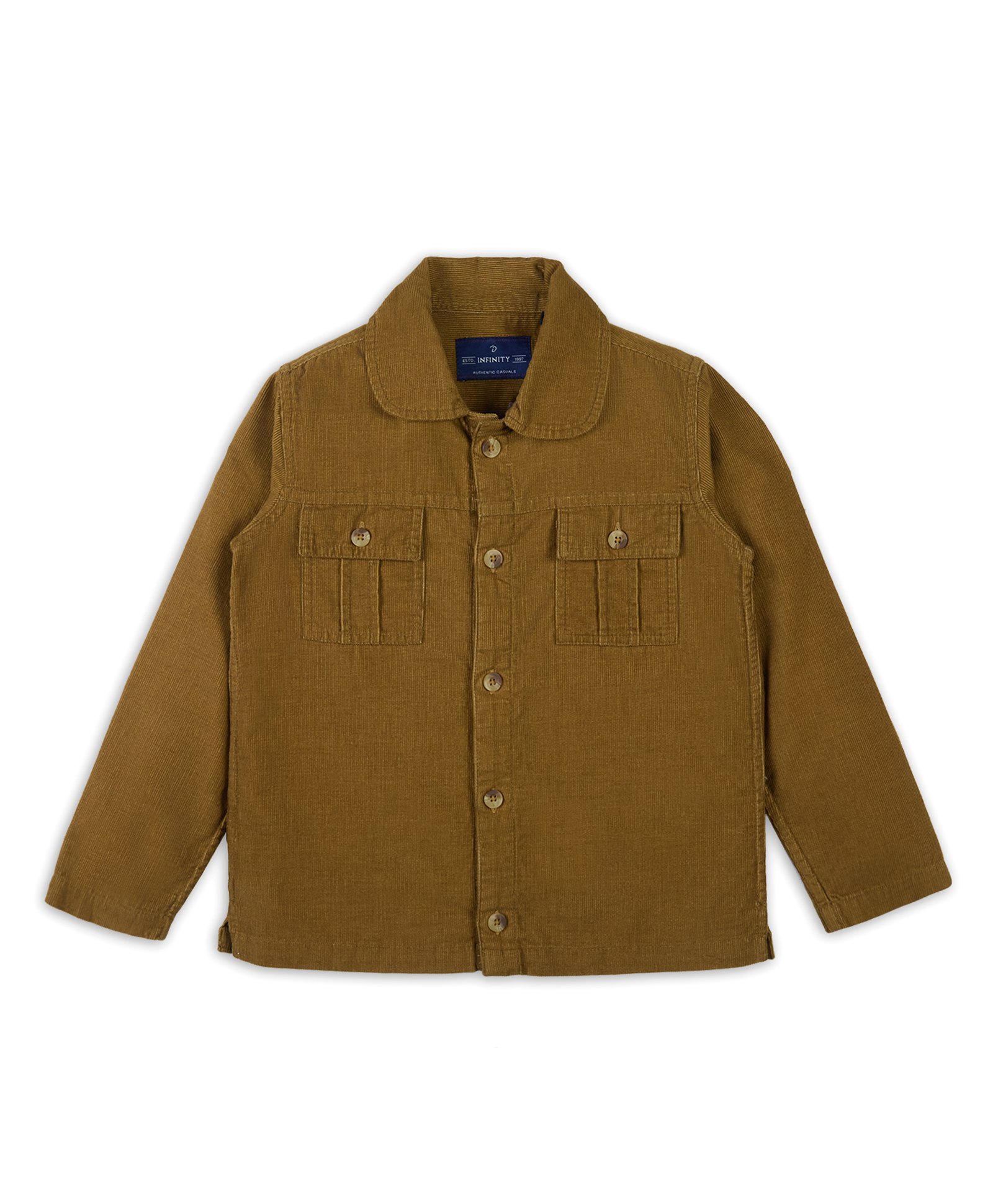 INFINITY Corduroy Cotton Woven Full Sleeves Solid Jacket - Khaki-picture-16