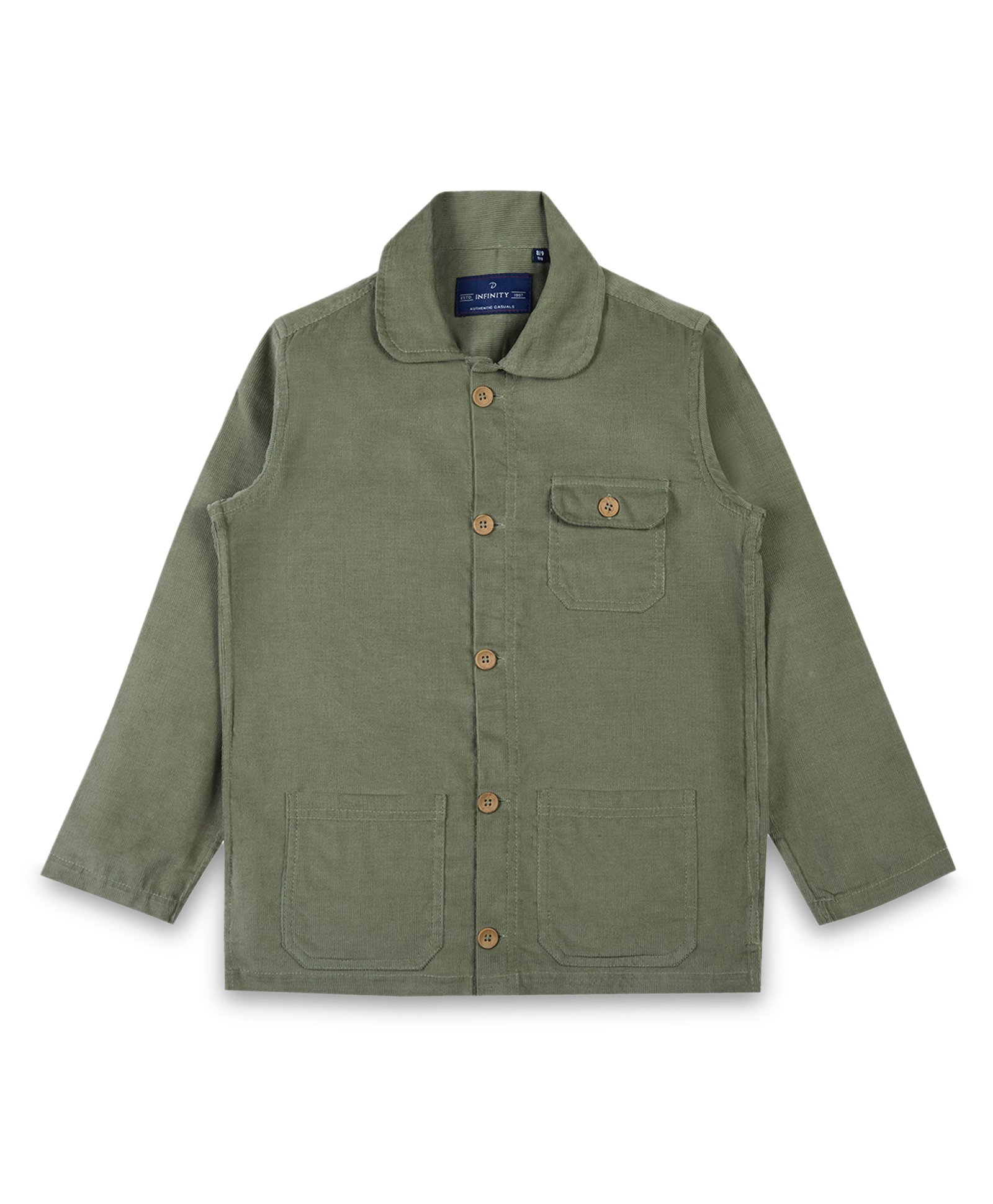 INFINITY Corduroy Cotton Woven Full Sleeves Solid Jacket - Olive Green-image-36