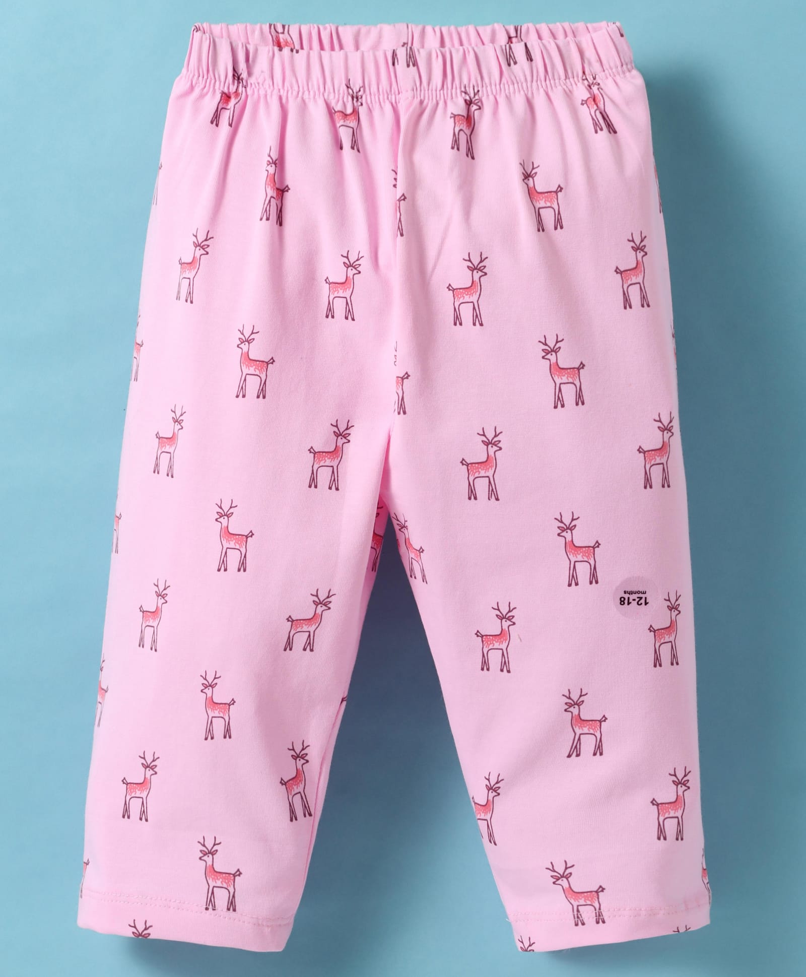 Tango Single Jersey Knit Full Length Lounge Pants with Reindeer Print - Pink-image-46
