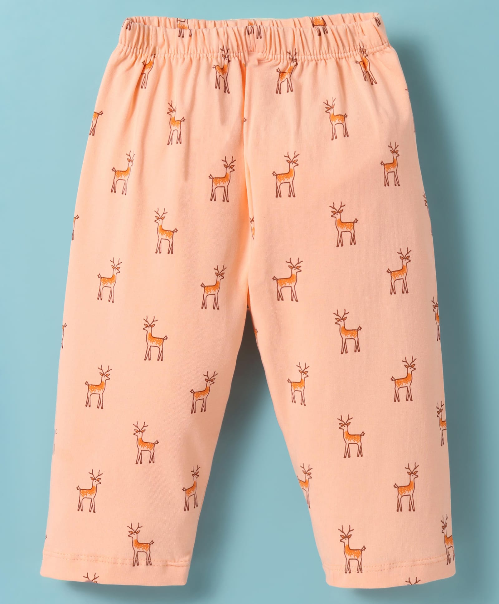 Tango Single Jersey Knit Full Length Lounge Pants with Reindeer Print - Peach-picture-12