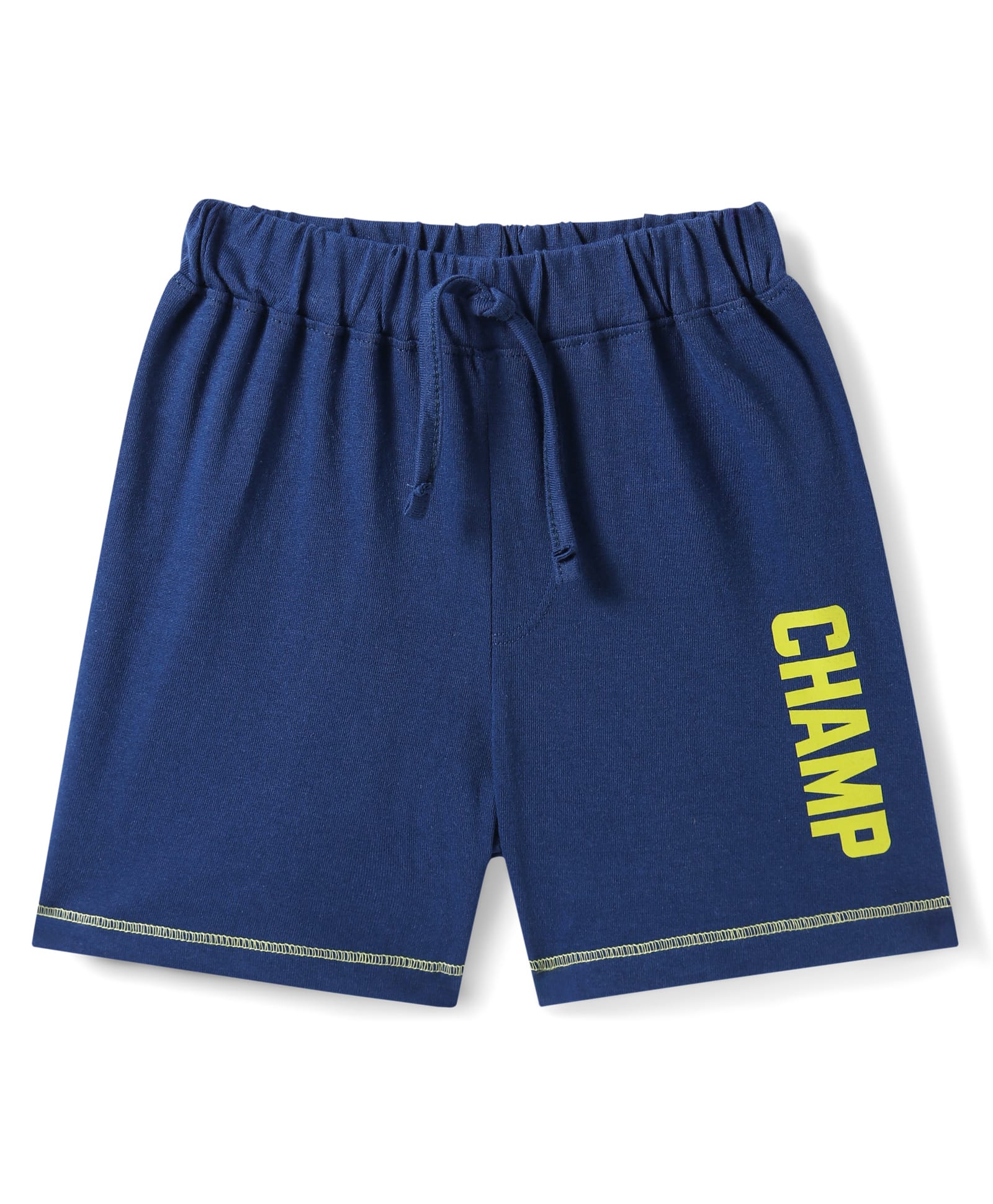 Babyhug Cotton Knit Shorts with Text Print - Navy Blue-image-19